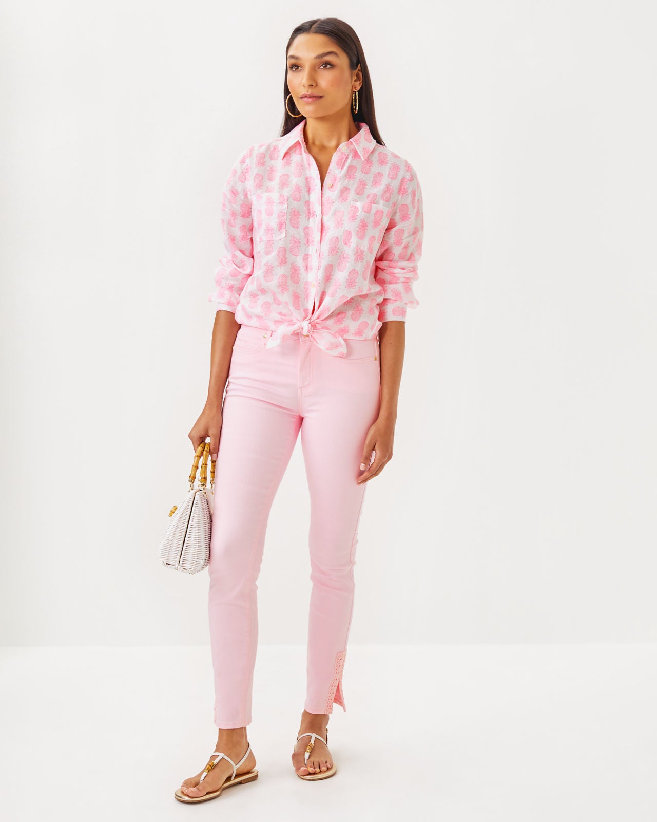 South Ocean High Rise Skinny Jeans in Pink Muse