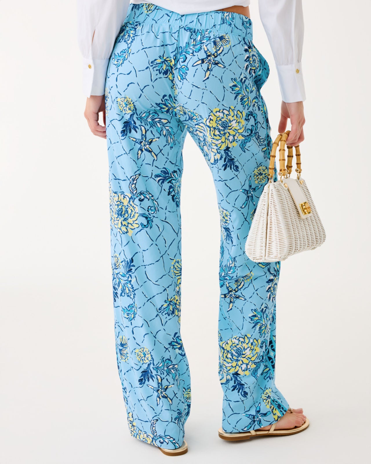 Bal Harbour Stretch Palazzo Pant In Bellevue Blue Breakers Beach