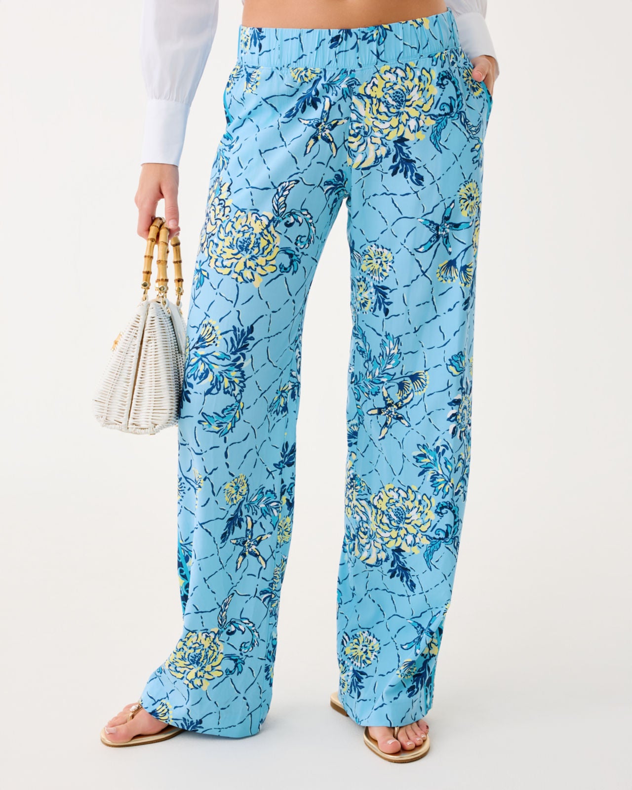 Bal Harbour Stretch Palazzo Pant In Bellevue Blue Breakers Beach