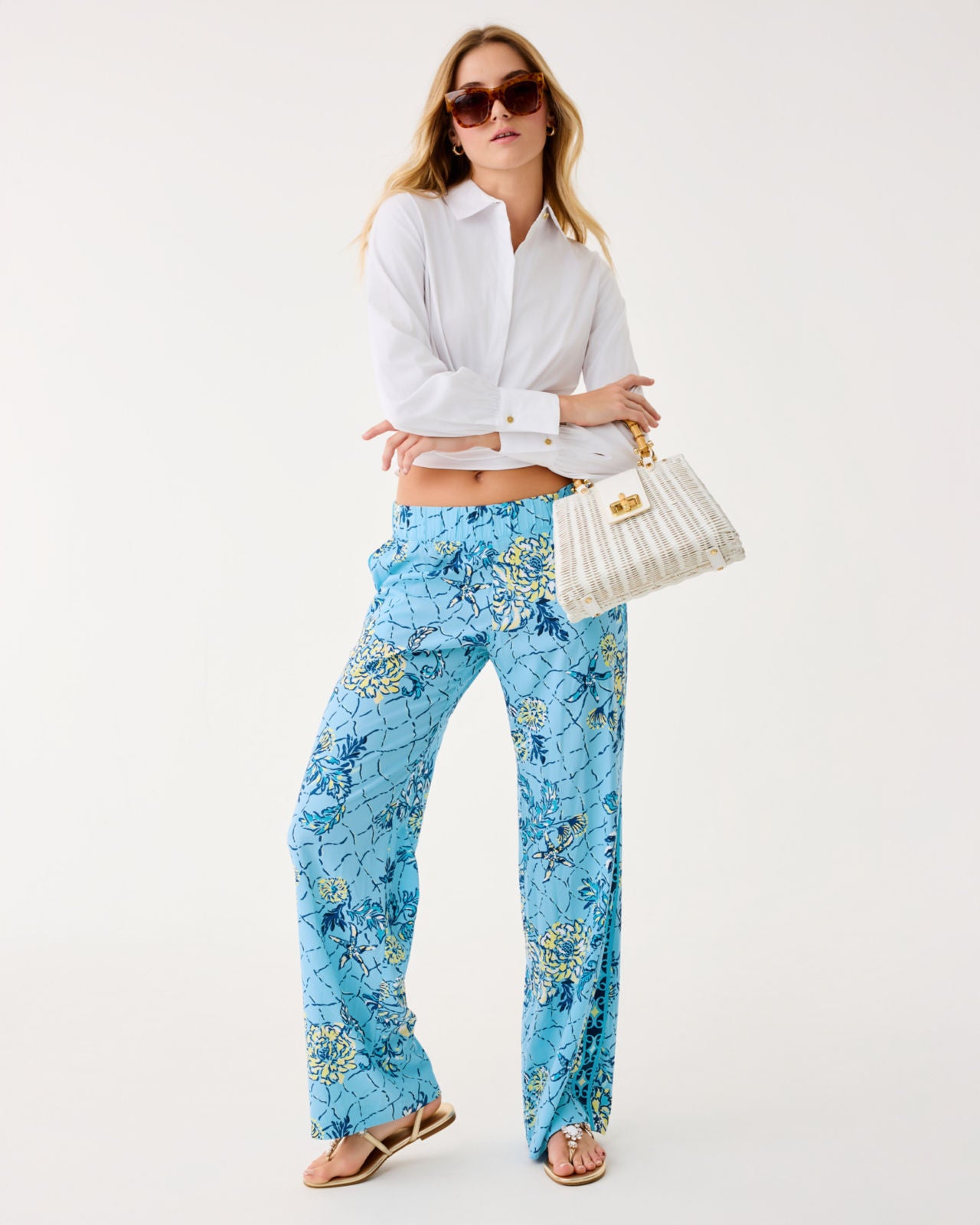 Bal Harbour Stretch Palazzo Pant In Bellevue Blue Breakers Beach