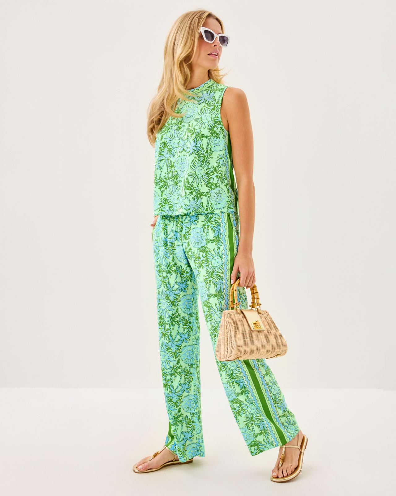 Bal Harbour Stretch Palazo Pant In Cool Mint Catchin Rays
