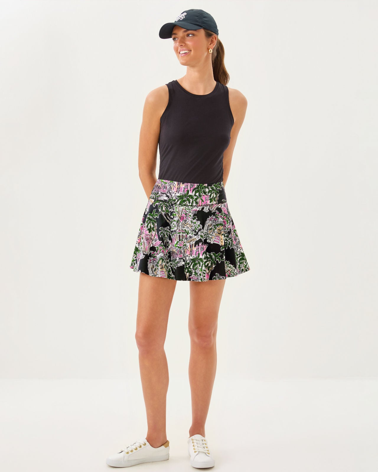 Barcelona High Rise Skort In Onyx PB Anniversary Toile
