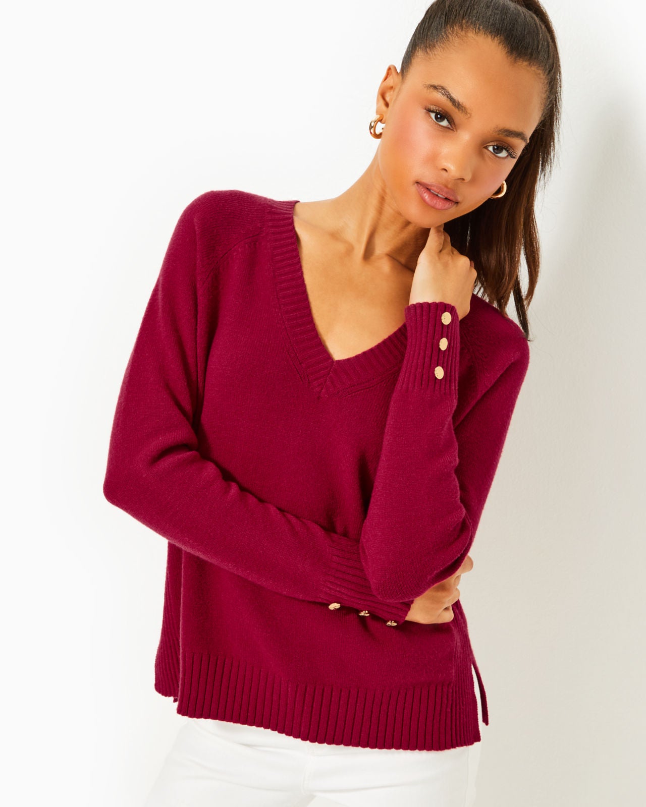 Kaycee Sweater In Malbec Red