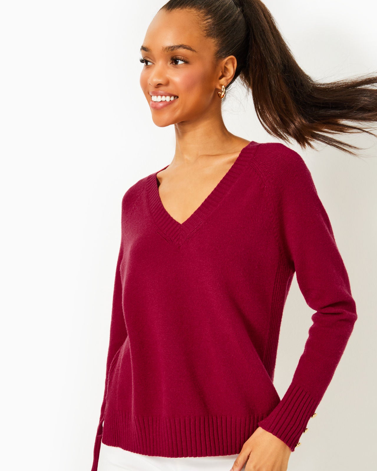 Kaycee Sweater In Malbec Red