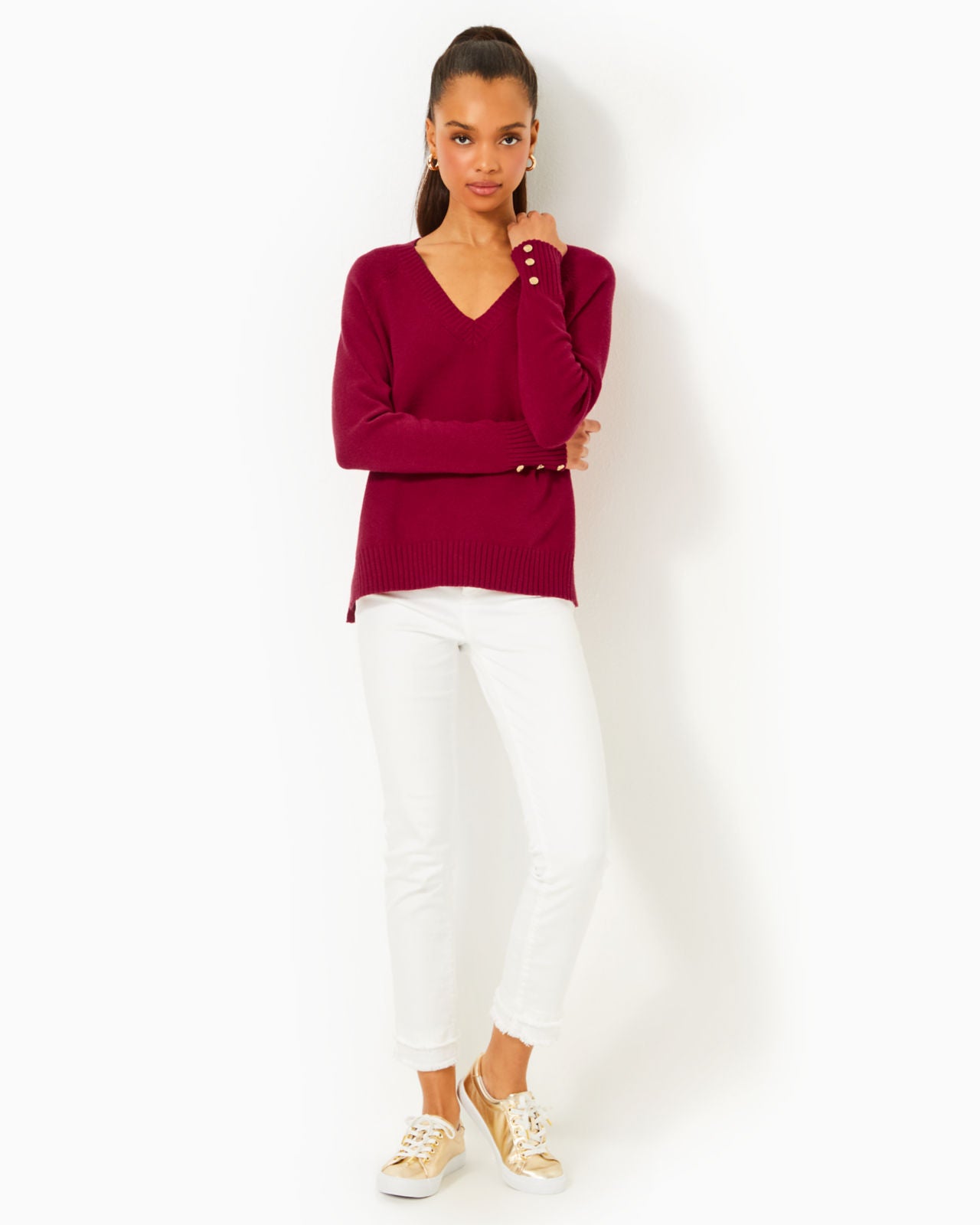 Kaycee Sweater In Malbec Red