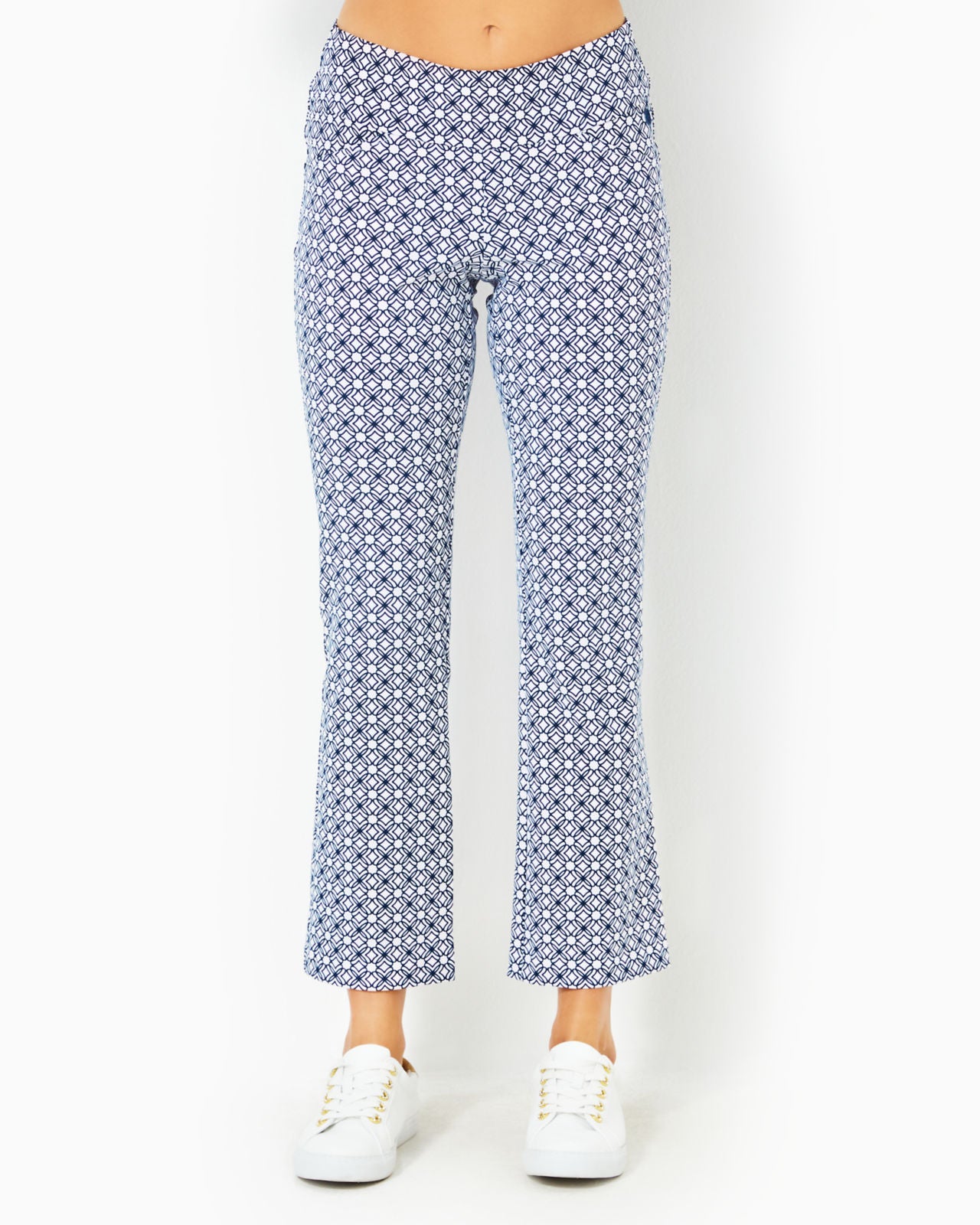 Corso Kick Flare Pant UPF 50+ In Low Tide Navy X Resort White Butterfly Pattern