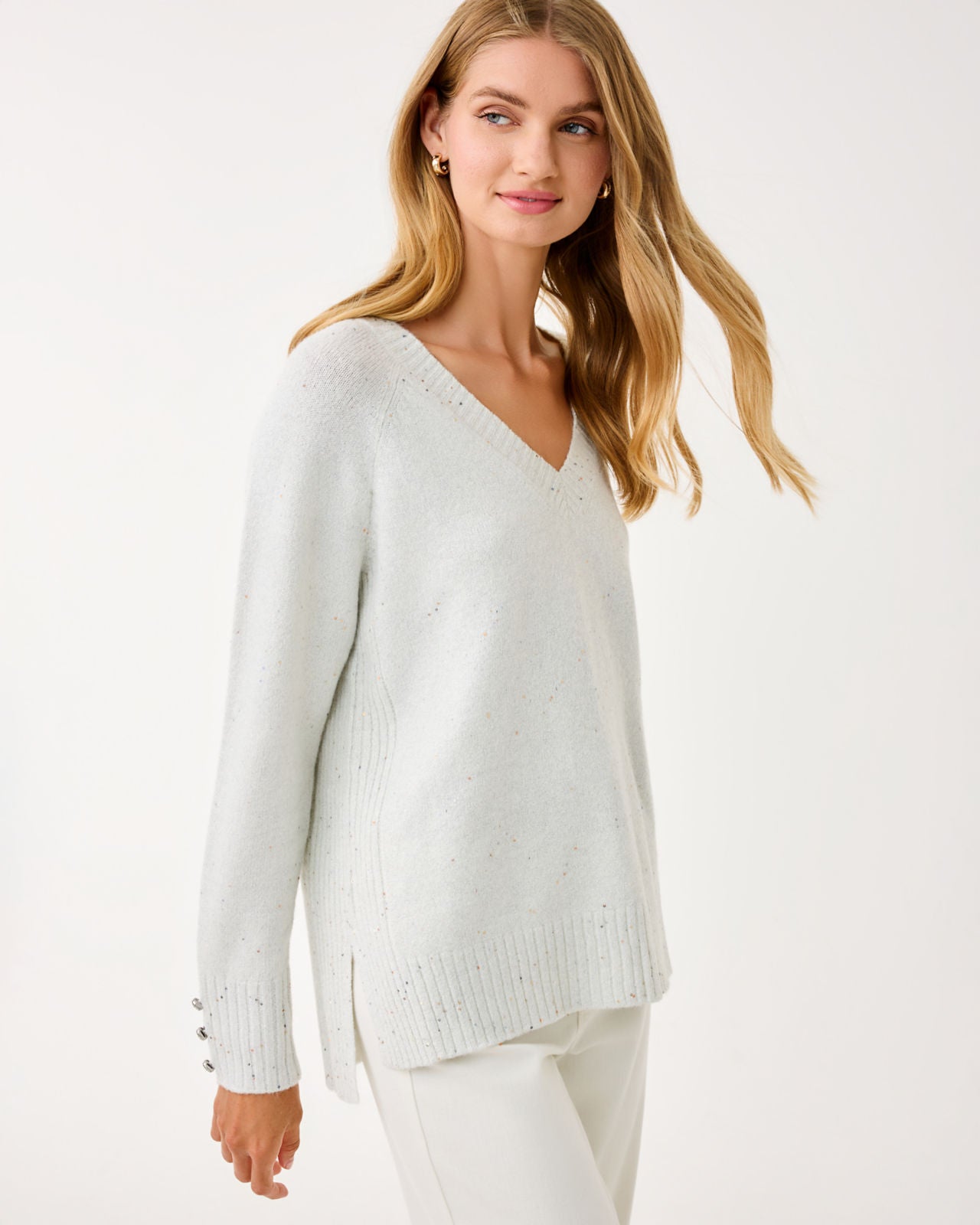 Kaycee Sequin Sweater in Heathered Pebble Beach Metallic