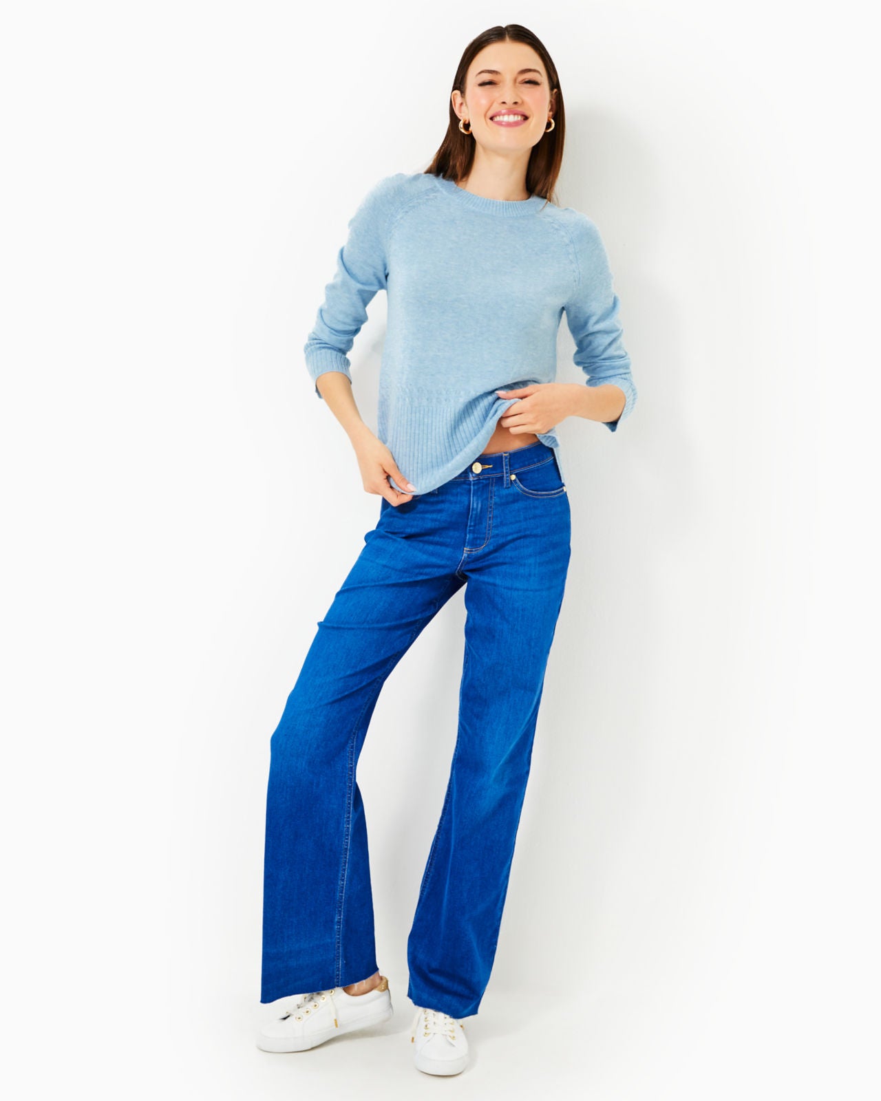 Salima Sweater In Heathered Bonaire Blue