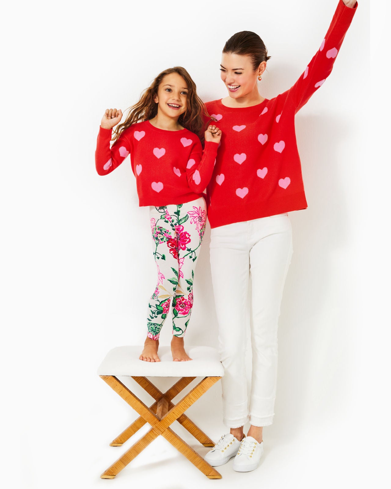 Mini Tensley Sweater In Rococo Red Hearts Jacquard