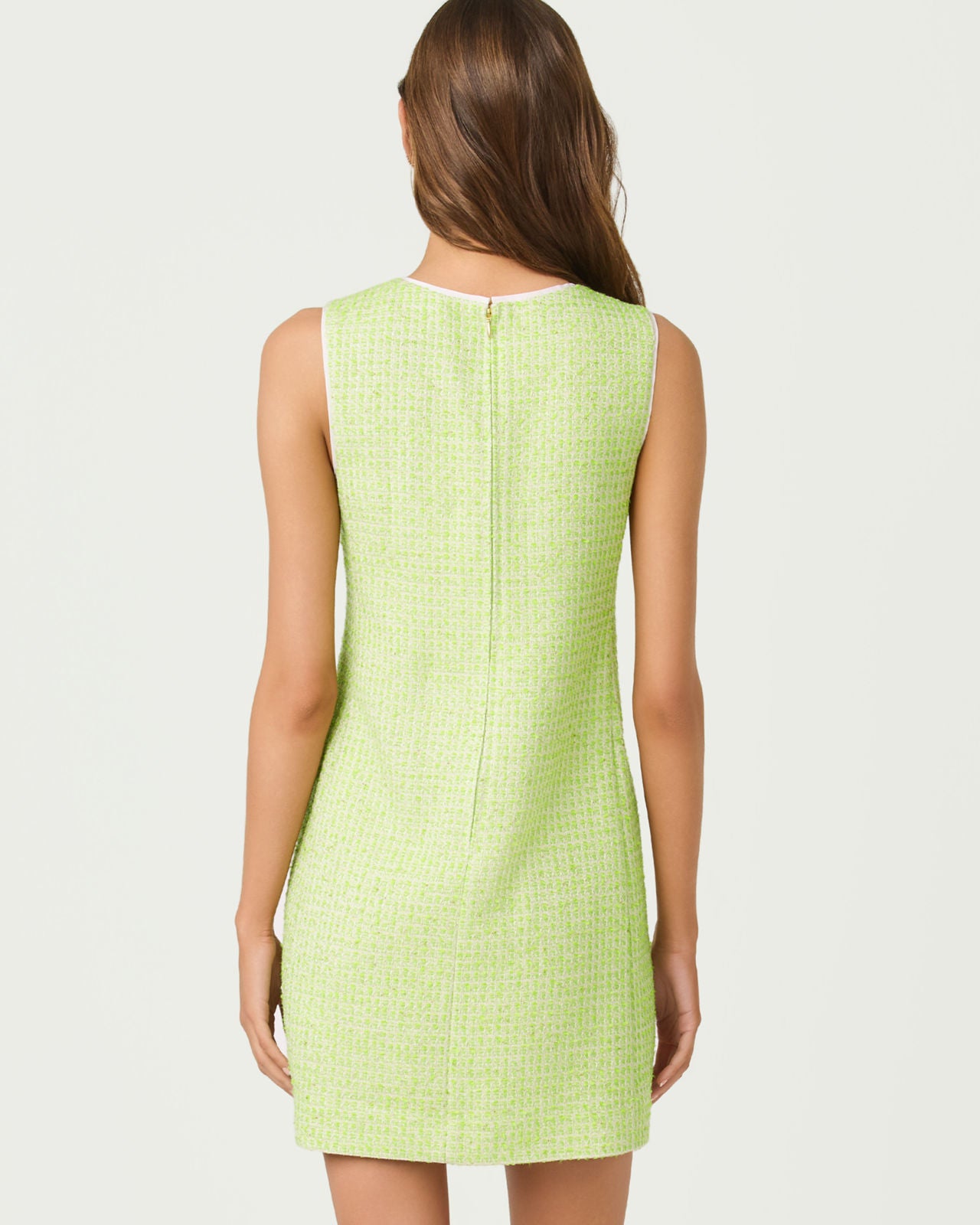 Edita Boucle Shift Dress In Crocodile Green Fantasy Boucle