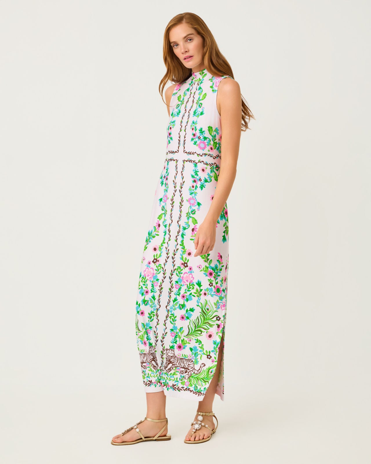 Wellington Maxi Dressss In Resort White Royal Zoo