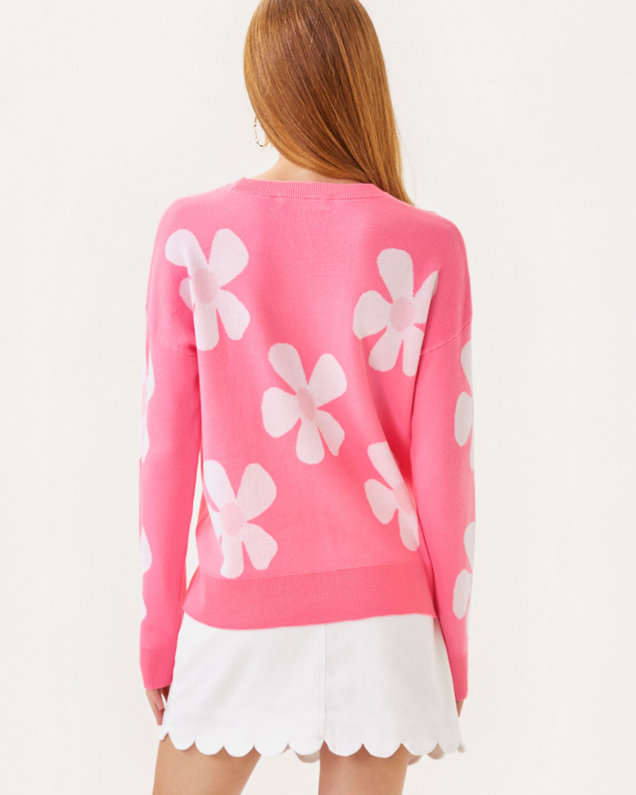 Tensley Sweater in Rousseau Pink In Bloom Flower Jacquard