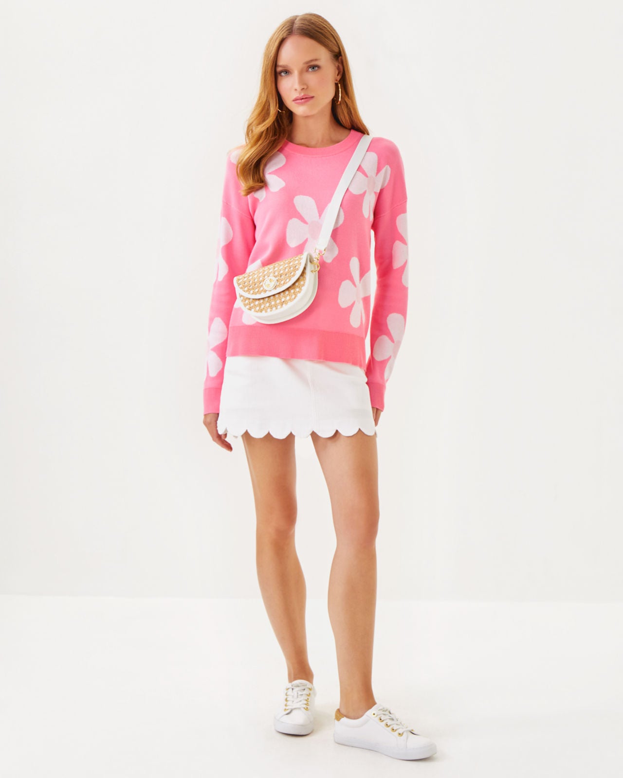 Tensley Sweater in Rousseau Pink In Bloom Flower Jacquard