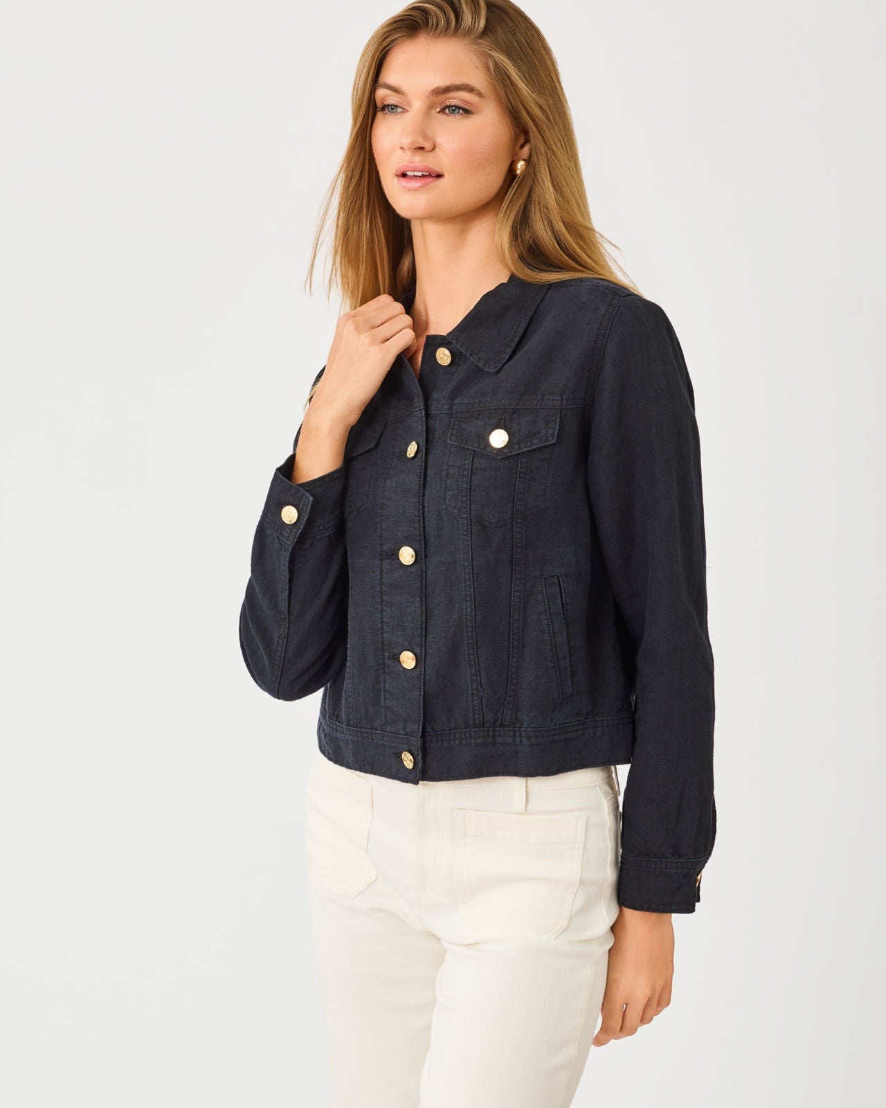 Seaspray Linen Jacket In Noir