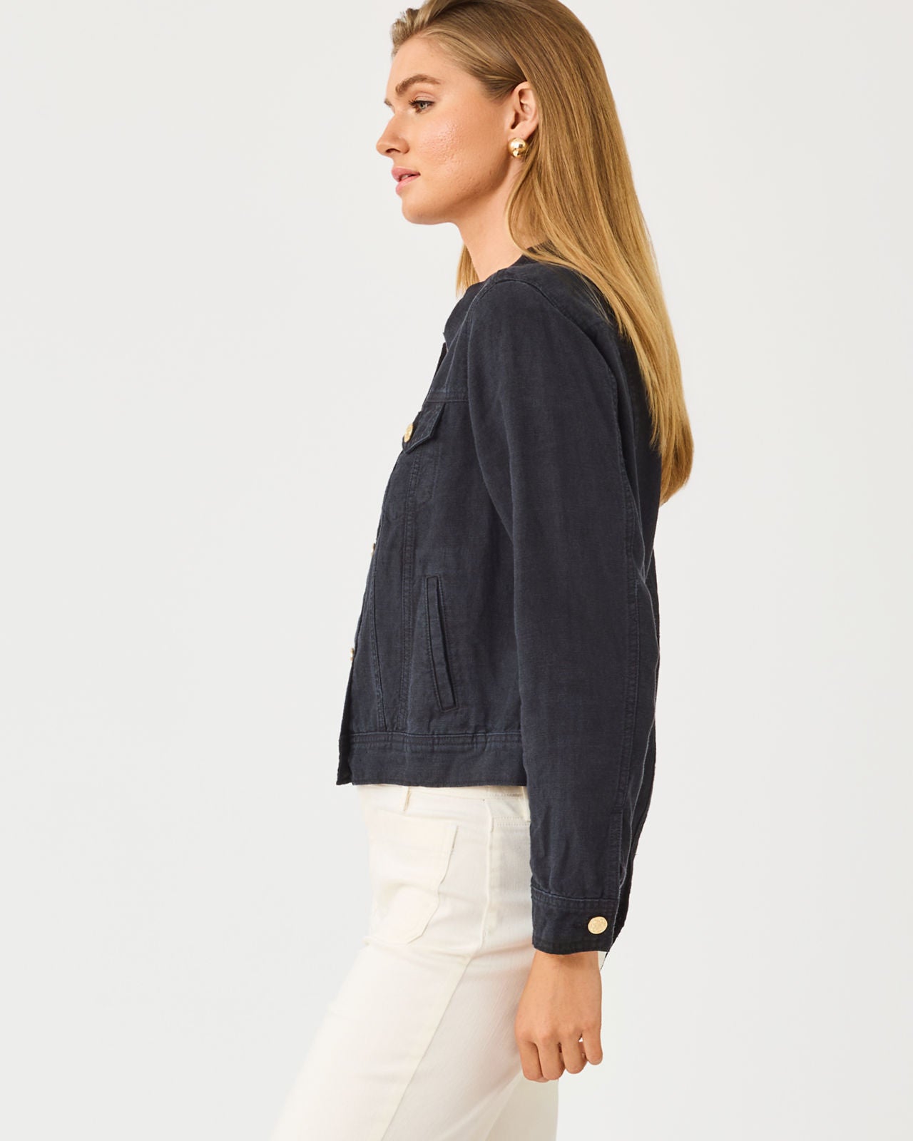 Seaspray Linen Jacket In Noir