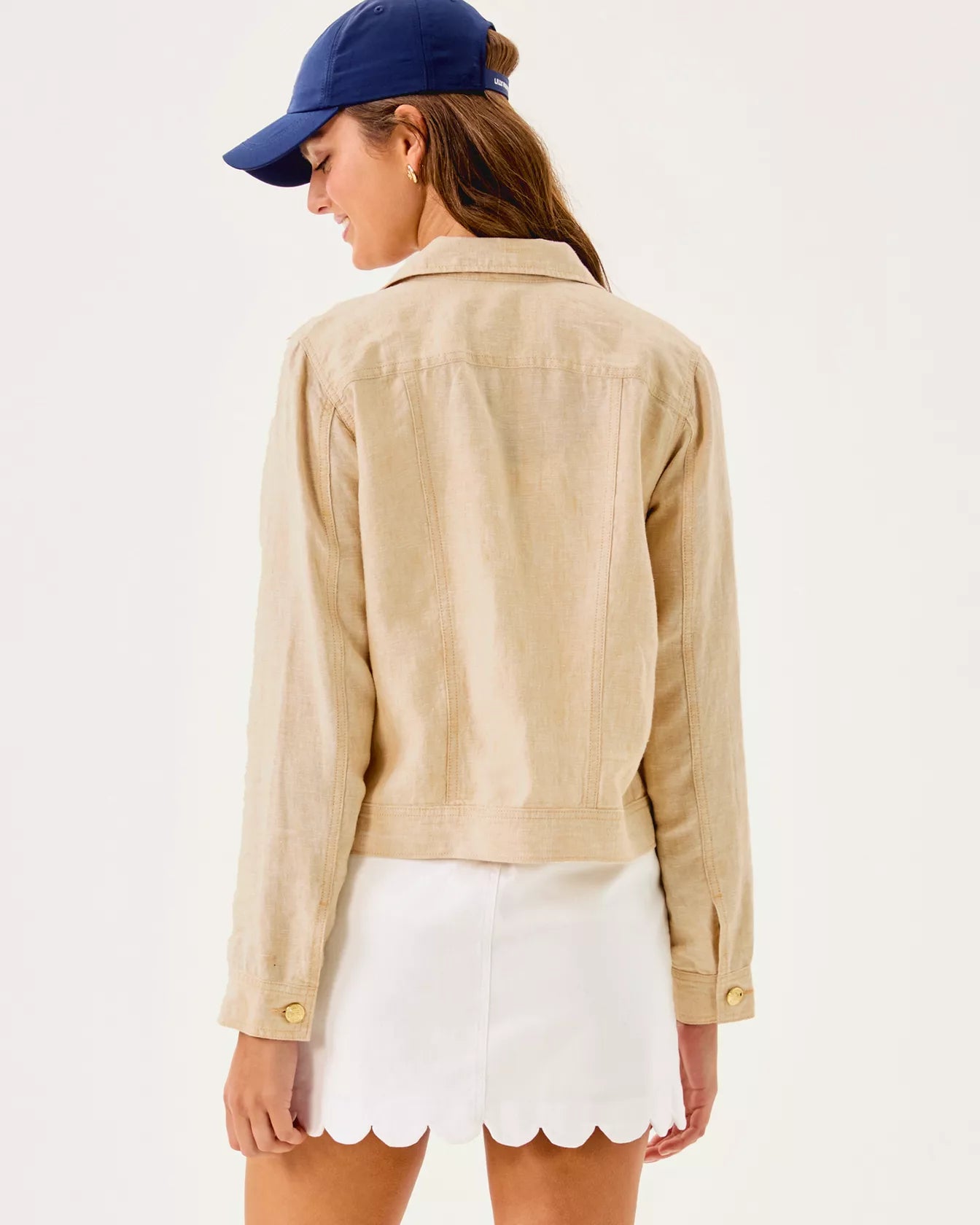 Seaspray Linen Jacket In Wicker Tan X Resort White