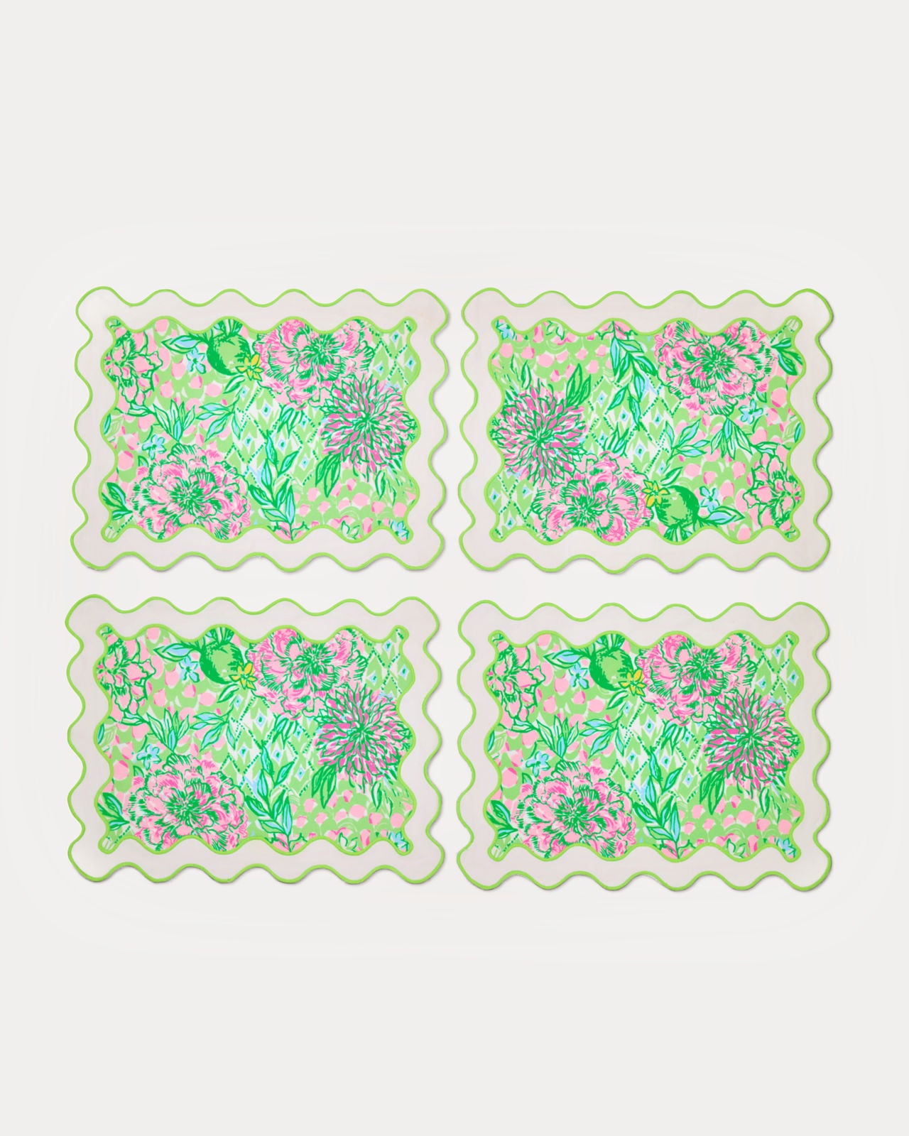 Printed Scalloped Placemats in Fauna Green Lime Feeling Good