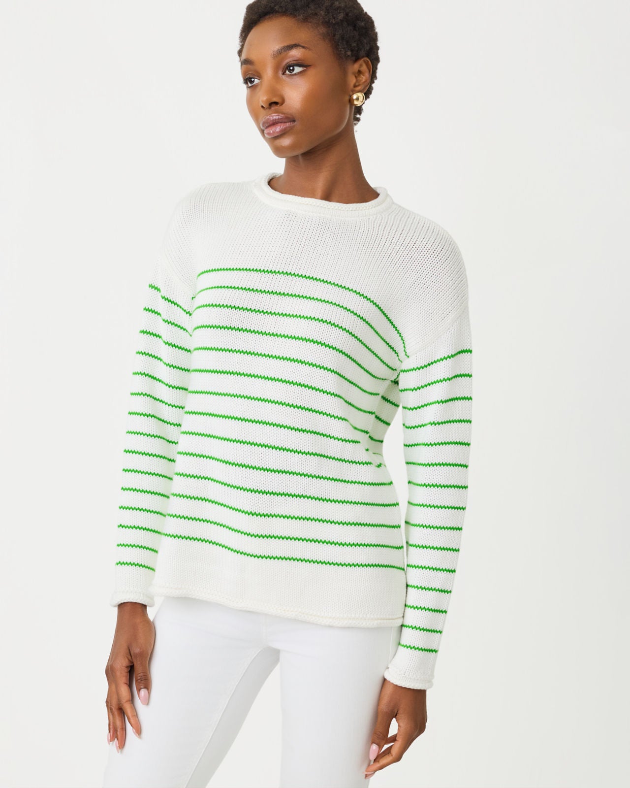 Lotan Sweater In Putting Green Tidepool Stripe