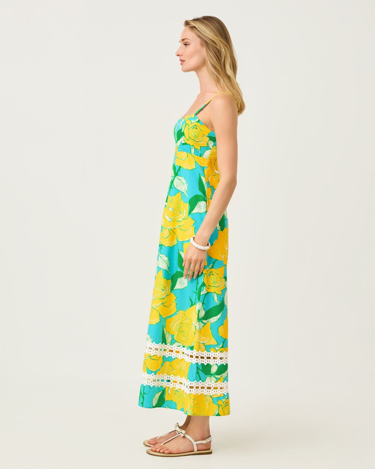 Haliey Midi Dress In Blue Curacao Rose Bud