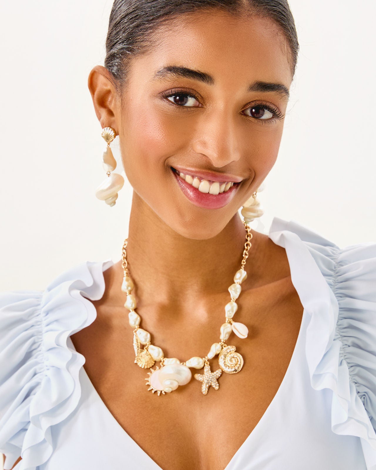 Summer Serenade Charm Necklace In Gold Metallic