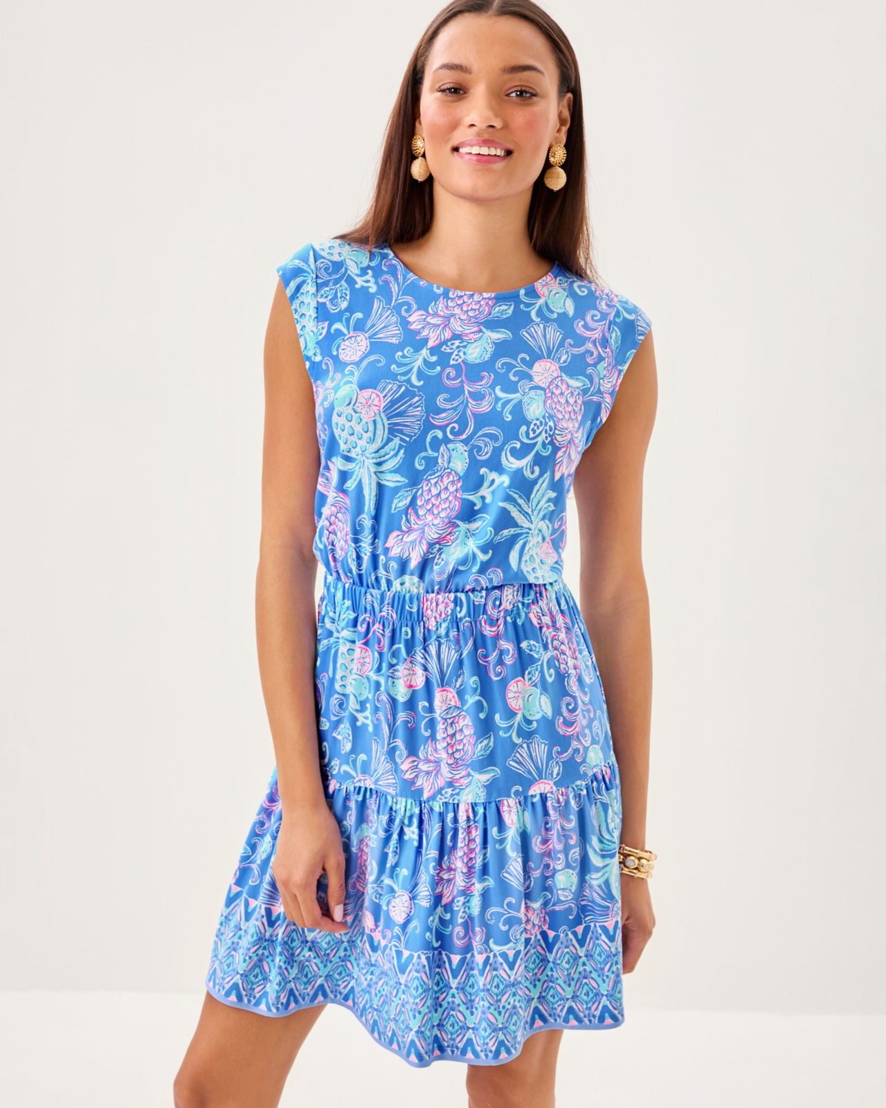 Danville Dress In Sunwashed Blue Citrus Crush