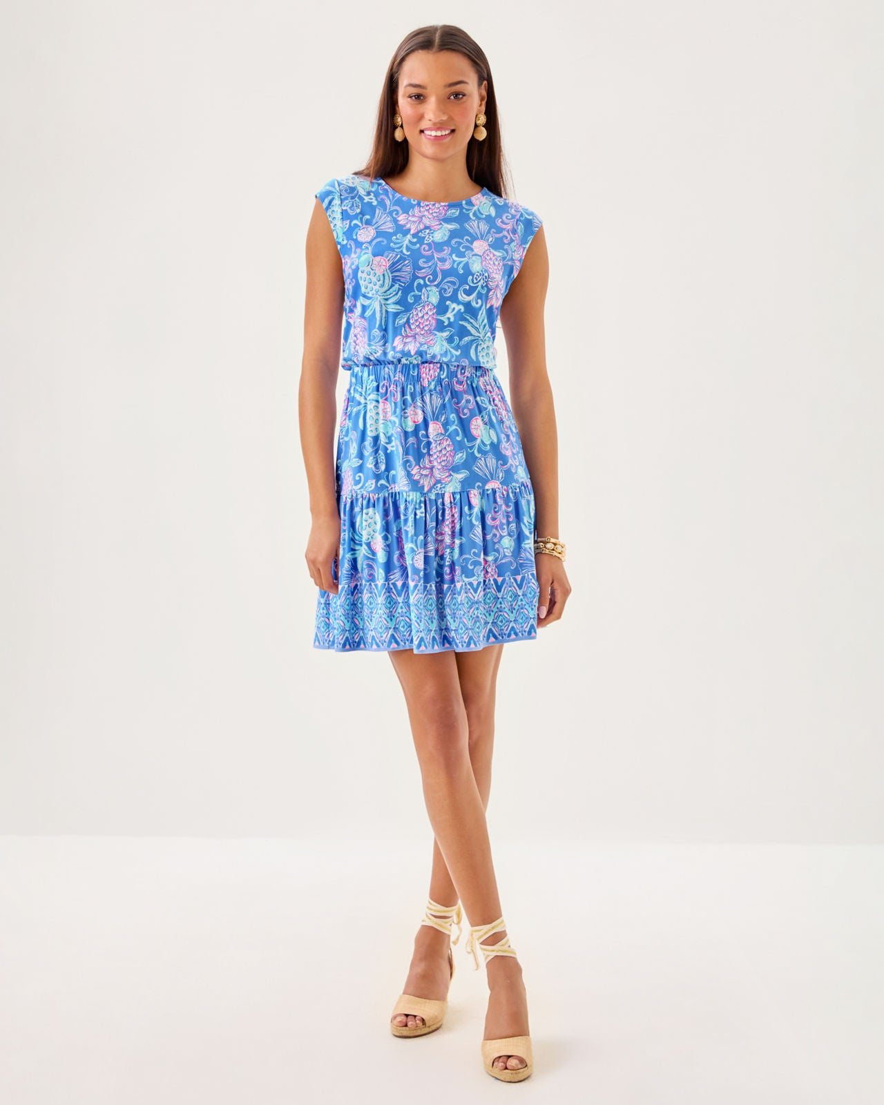 Danville Dress In Sunwashed Blue Citrus Crush