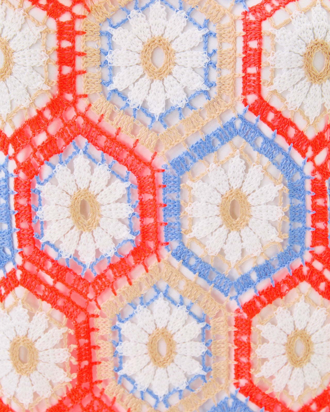 Leyla Shift In Cane Coral Daisy Hex Crochet