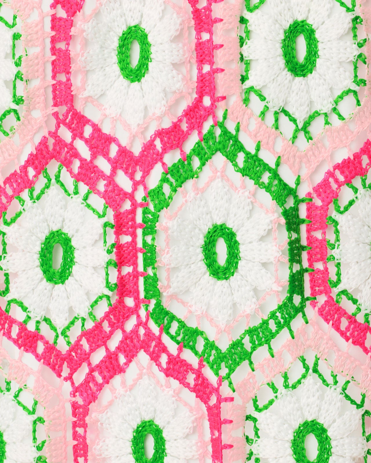 Leyla Shift Dress In Cherry Blossom Pink Daisy Hex Crochet