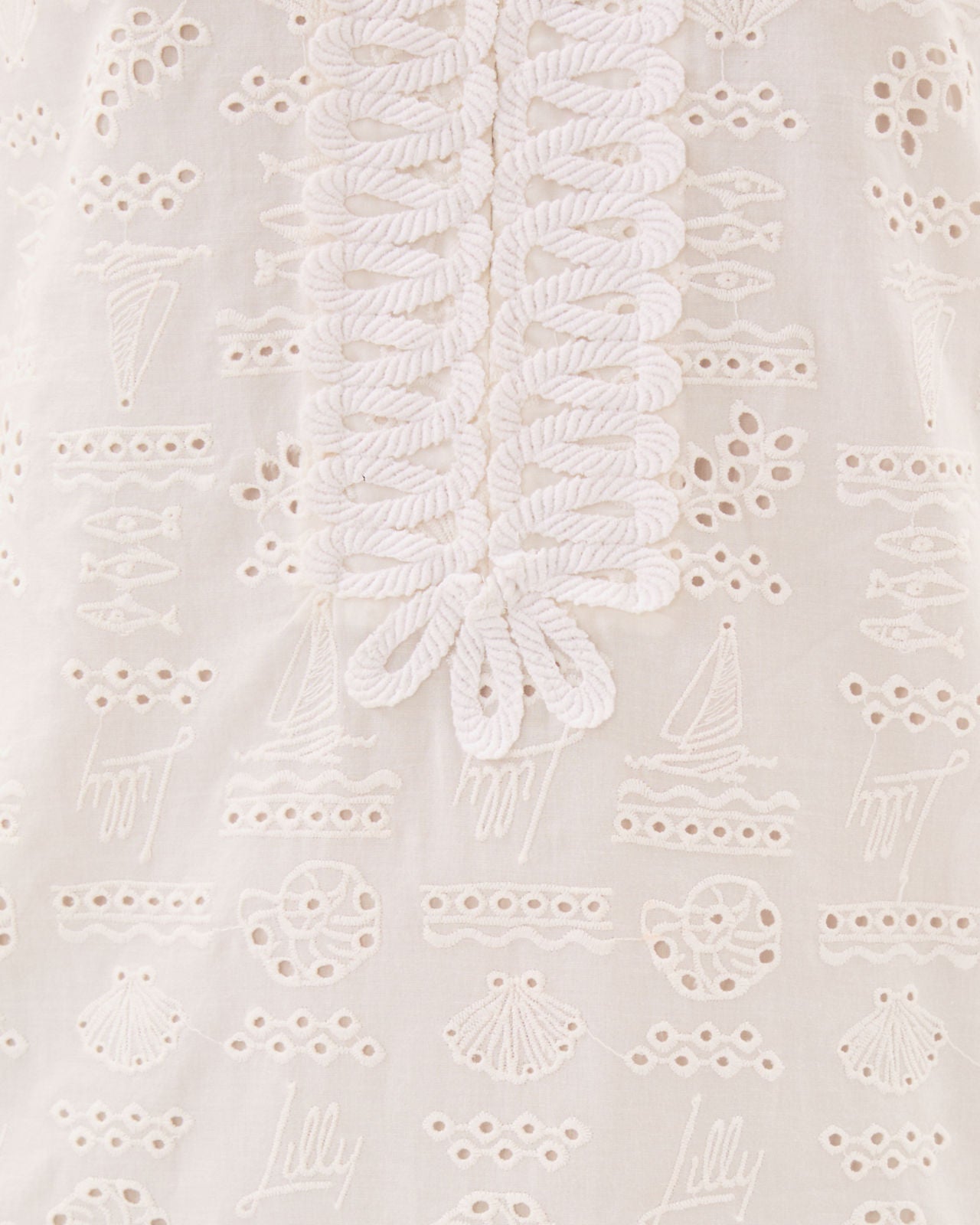 Mamie Dress In Resort White Out To Sea Eyelet