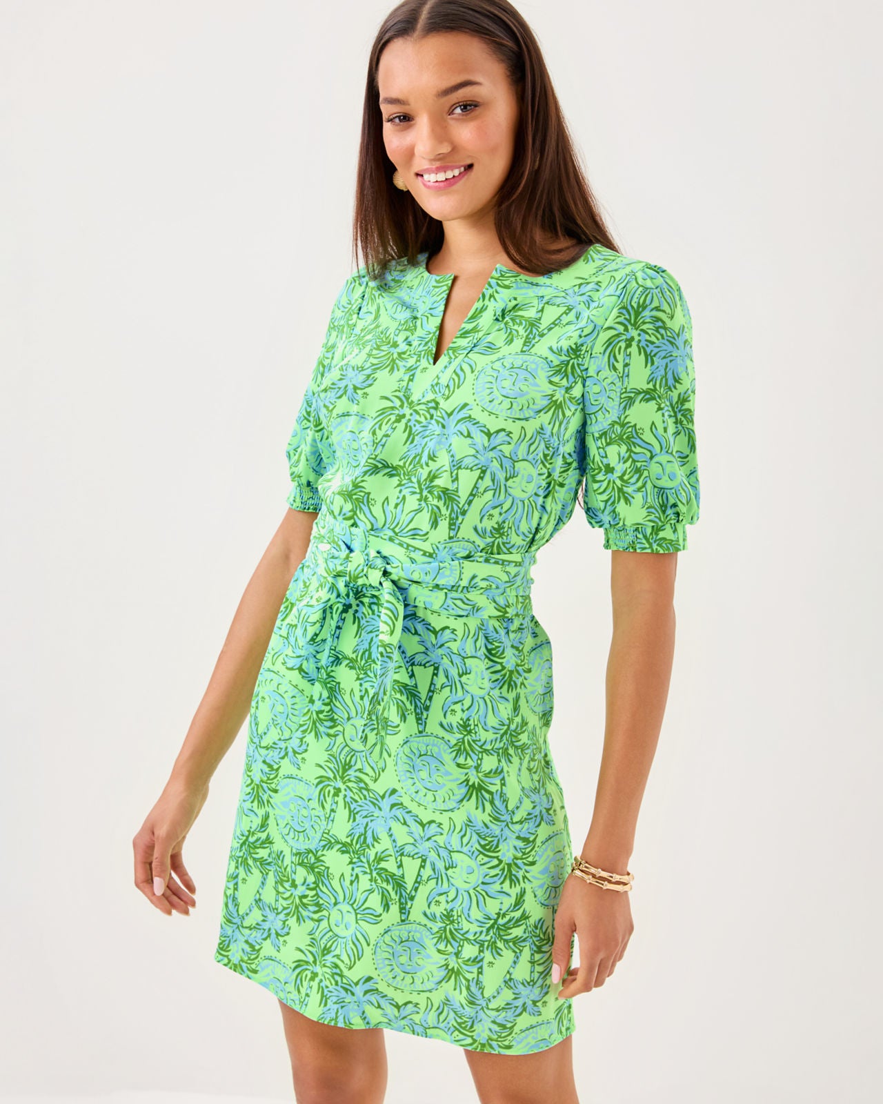 Olivine Short Sleeve Dress In Cool Mint Catchin Rays