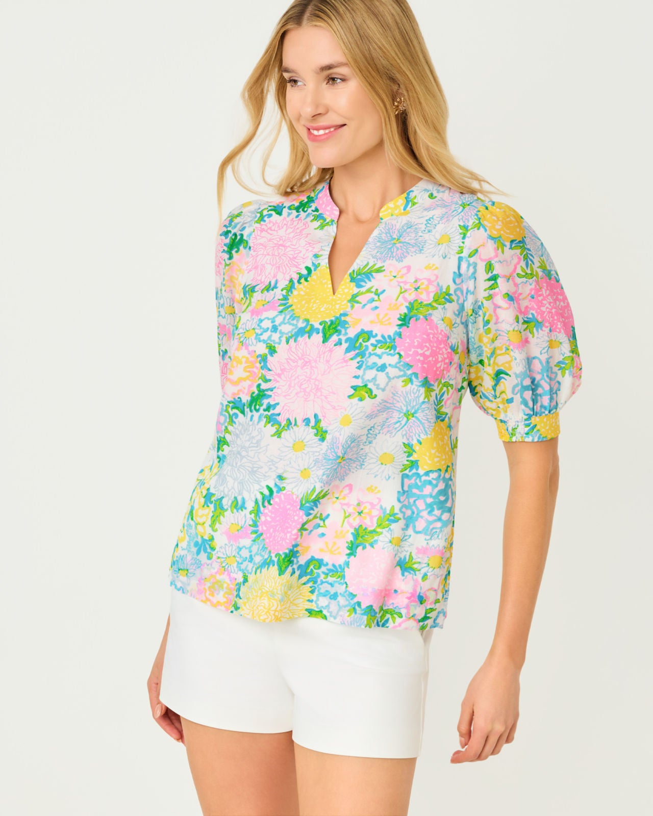 Brinelle Top In Multi Lilly Garden