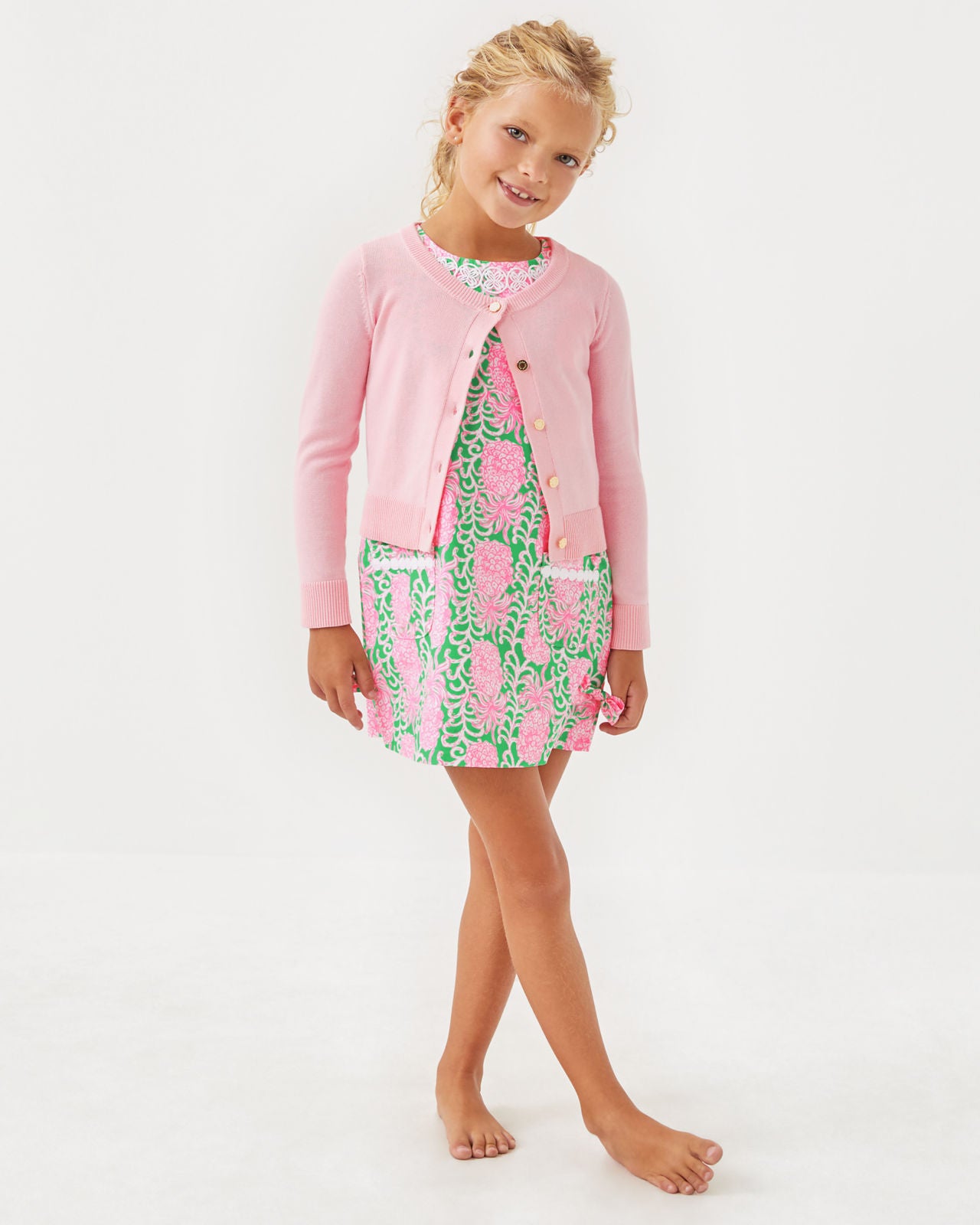 Mini Amalia Cardigan in Pink Muse