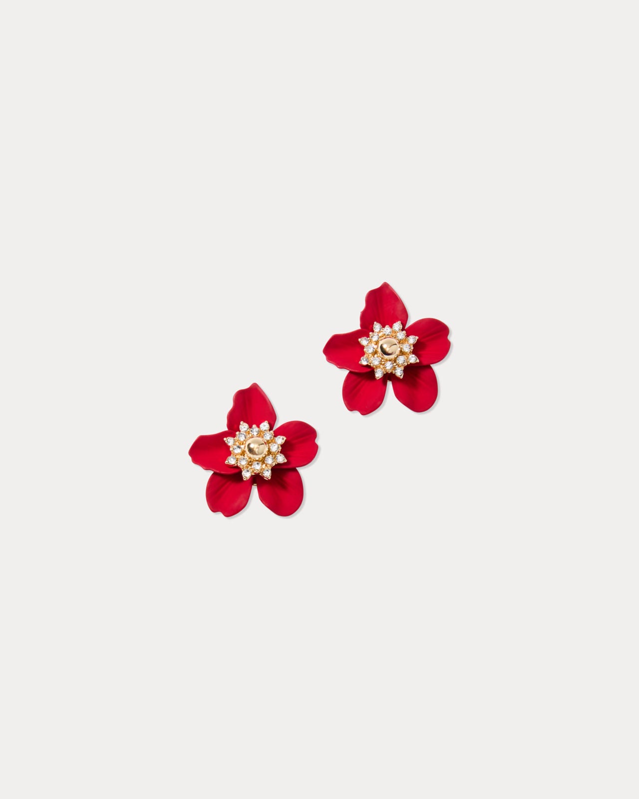 Small Orchid Earrings In Cranberry Red