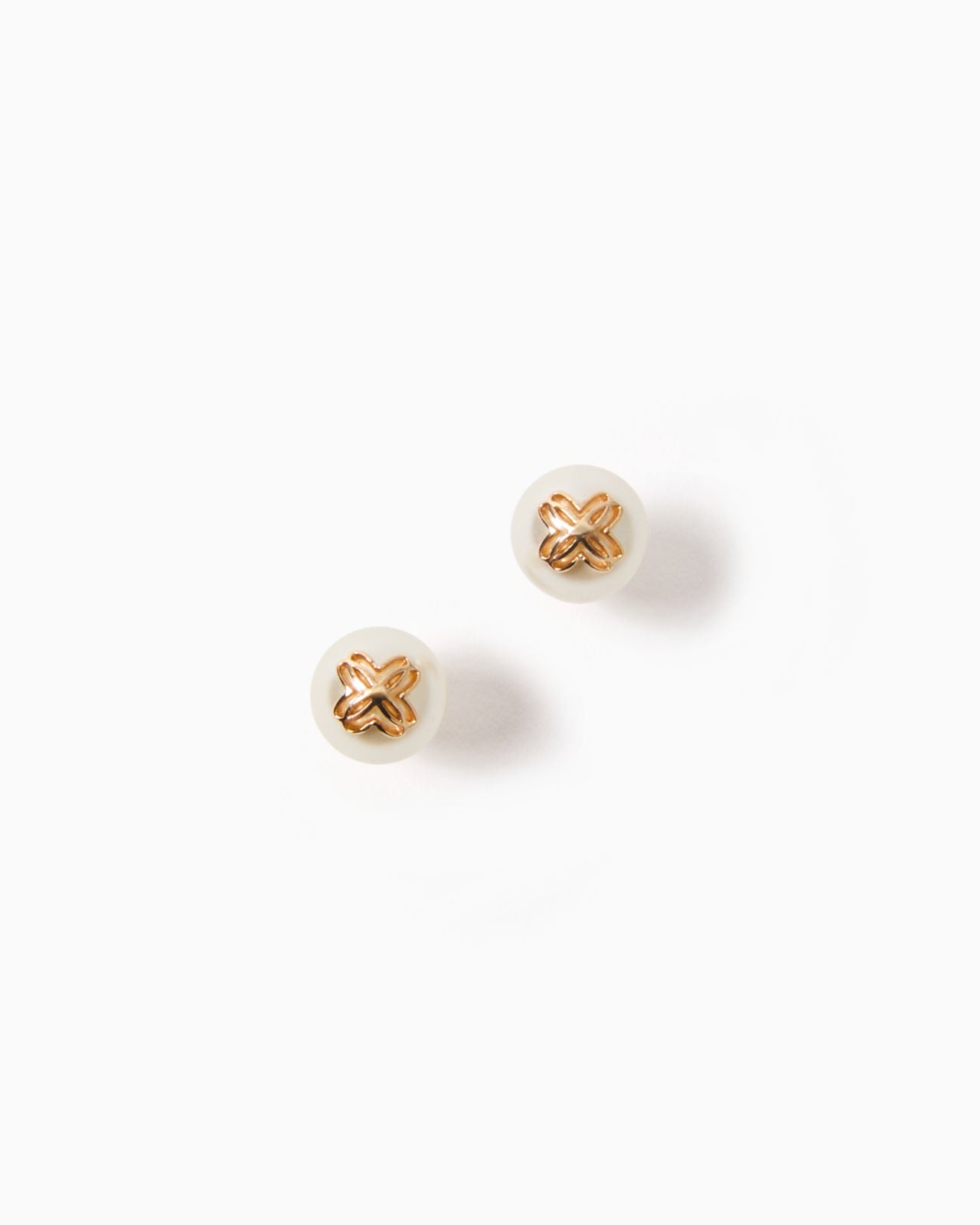 LP Logo Pearl Stud Earrings in Resort White