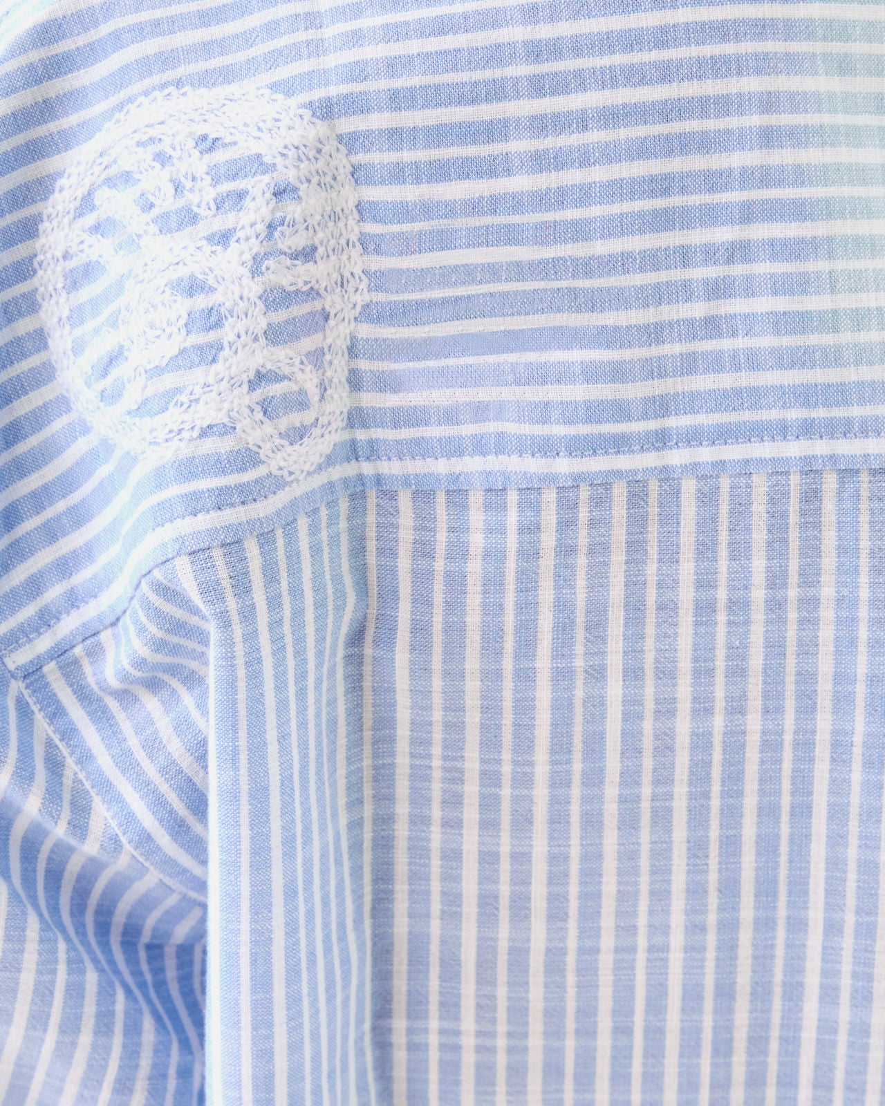 Bondi Button Down In Jacaranda Blue Beach Day Embroidered Seacret Stripe
