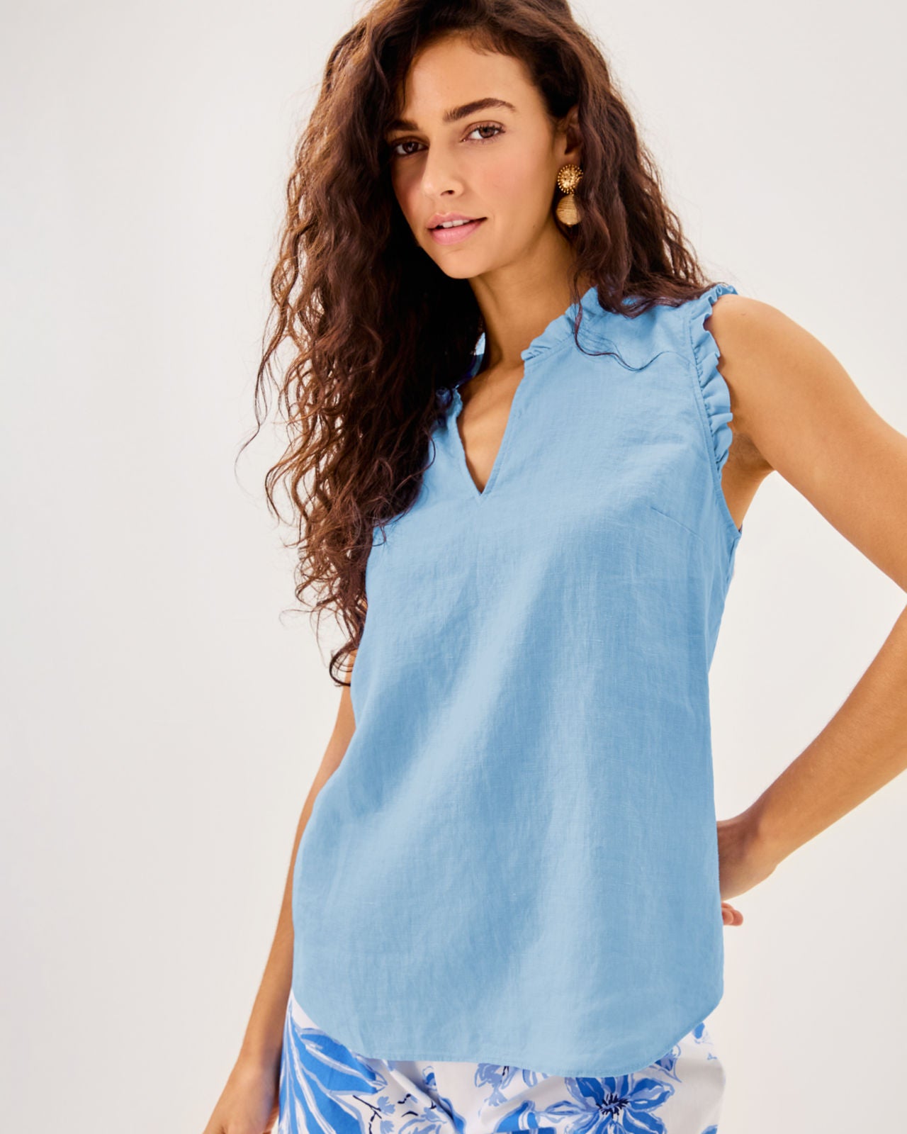 Kavalla Sleeveless Ruffle In Jacaranda Blue