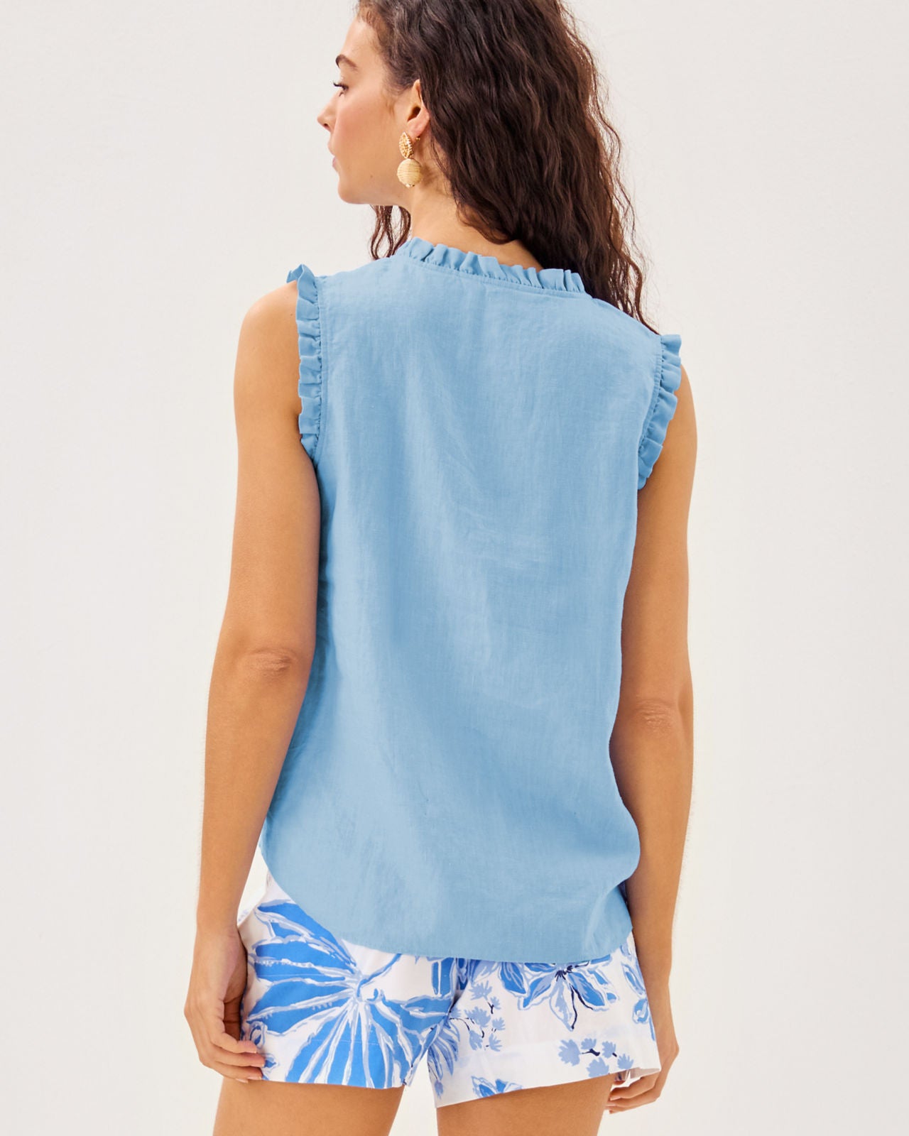 Kavalla Sleeveless Ruffle In Jacaranda Blue