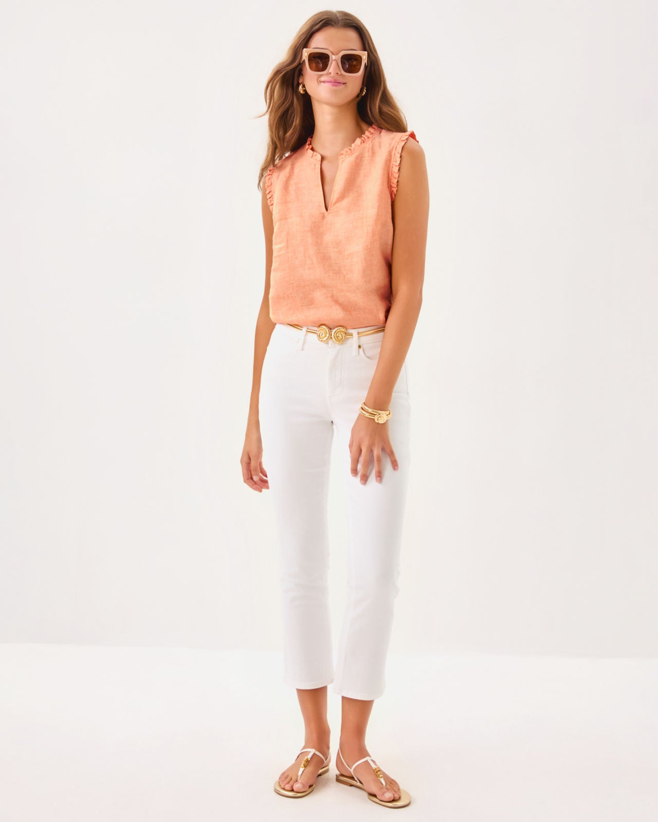 Kavalla Sleeveless Ruffle In Papaya