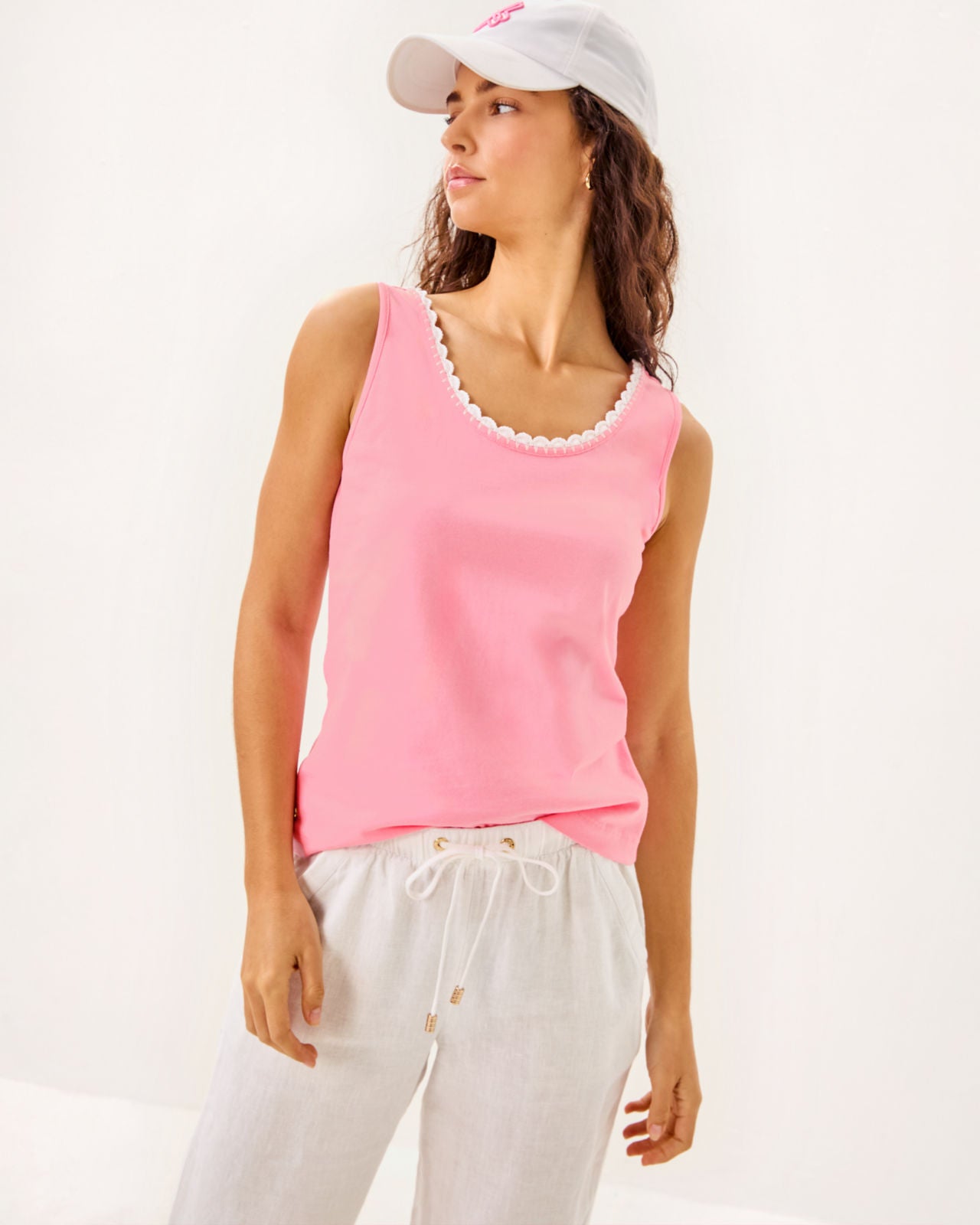 Gabbie Crochet Trimmed Kn In Conch Shell Pink