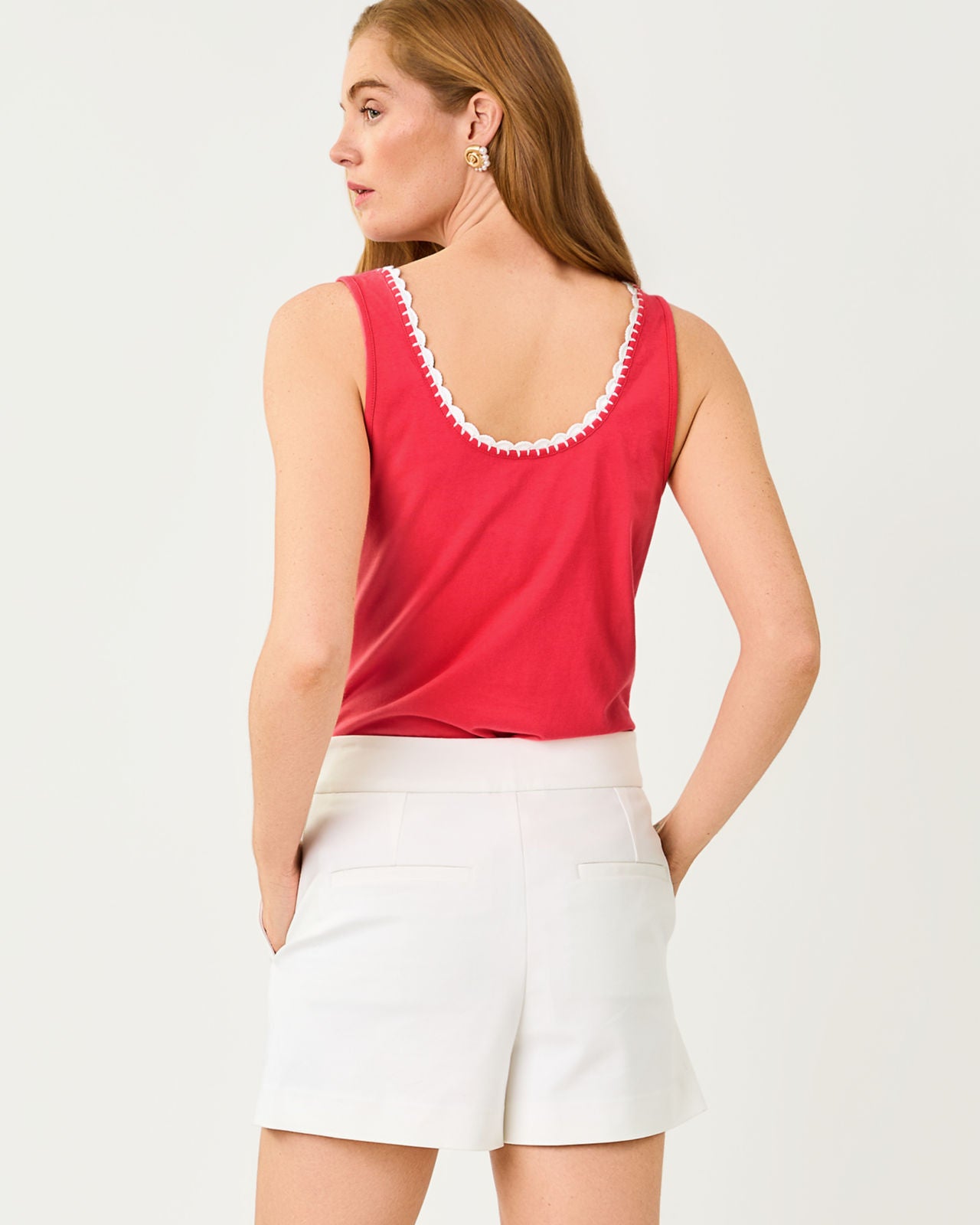 Gabbie Crochet Trimmed Knit Top In Paradise Punch