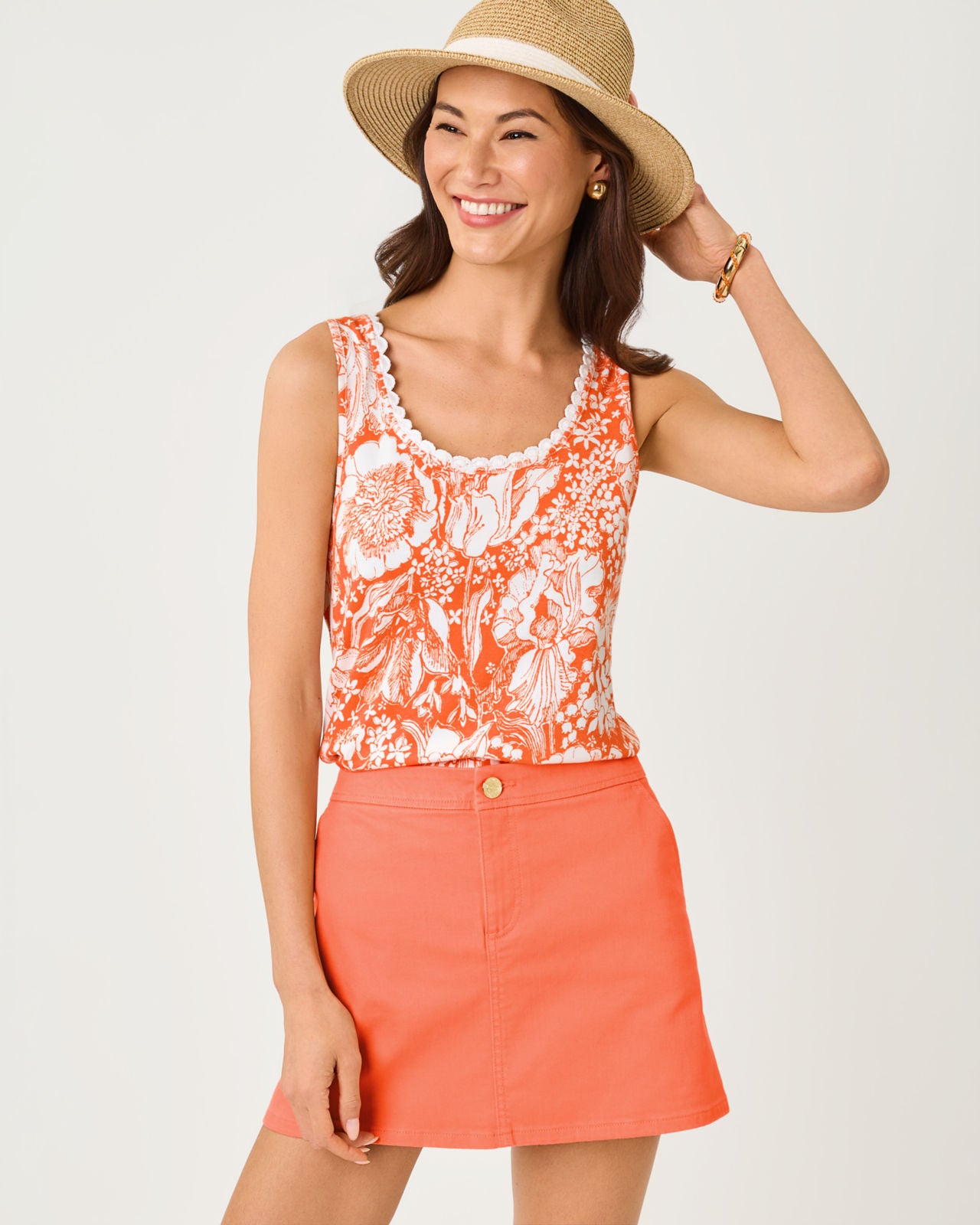 Gabbie Crochet Trimmed Knit Top In Budding Romance