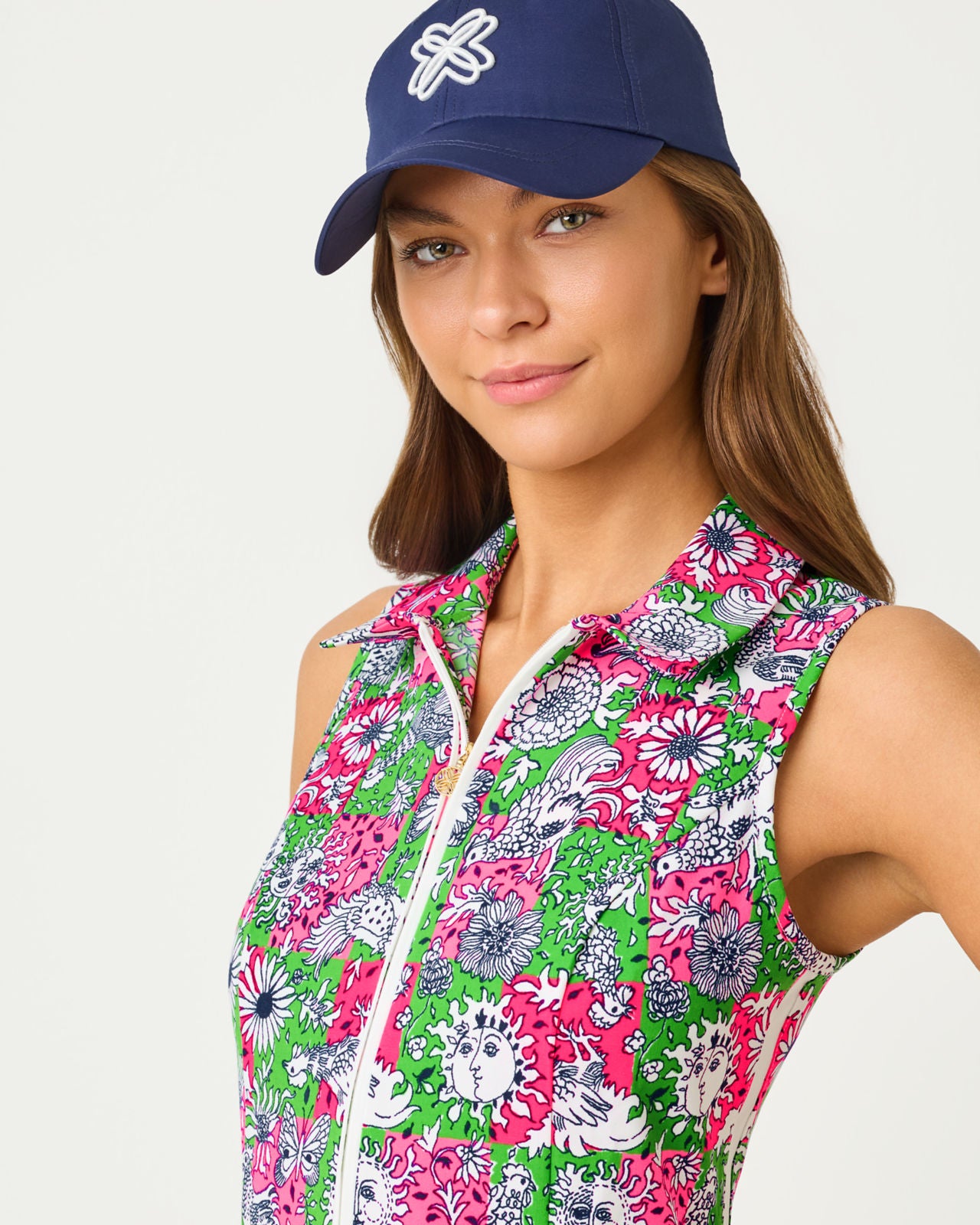 Kathy Bow Dress UPF 50+ In Cherry Blossom Pink Lil Chicken Check Golf