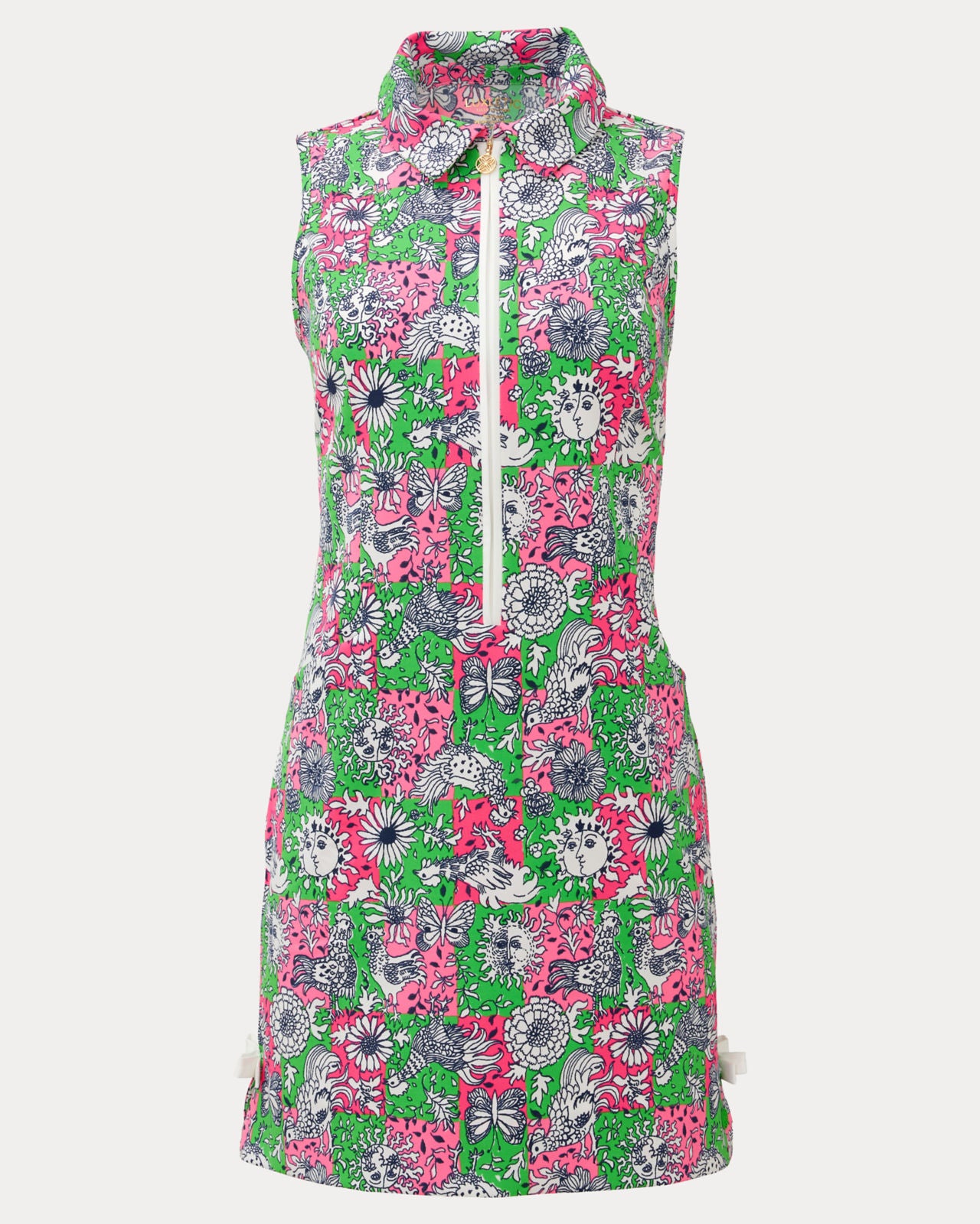Kathy Bow Dress UPF 50+ In Cherry Blossom Pink Lil Chicken Check Golf