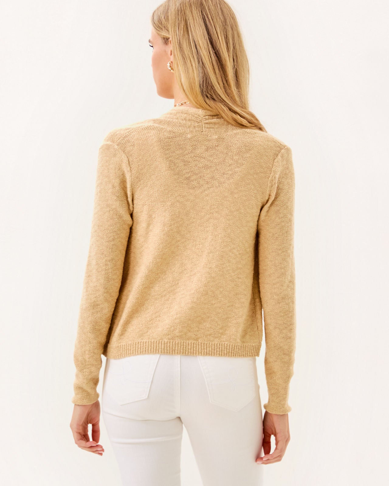 Faretta Cardigan In Wicker Tan Metallic