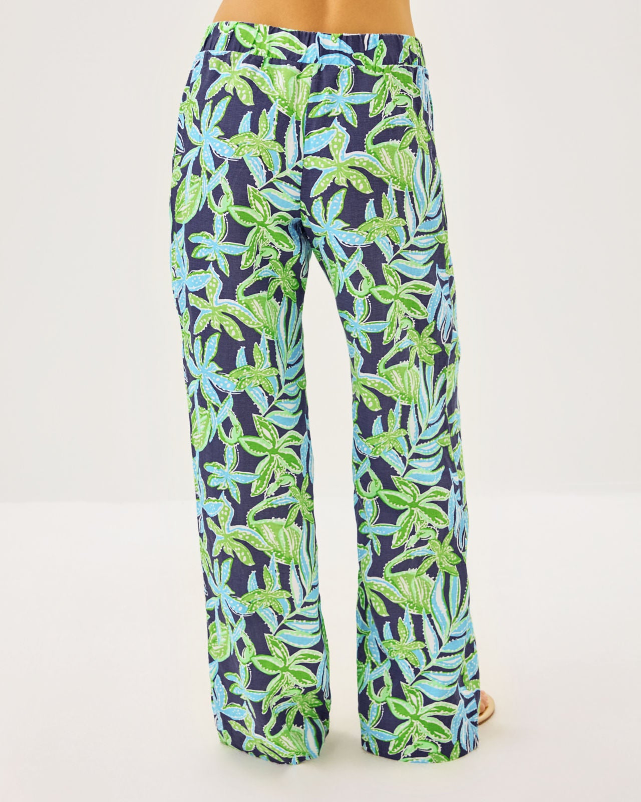 Daylen Linen Palazzo Pant In Sapphire Pool Tropical Tango