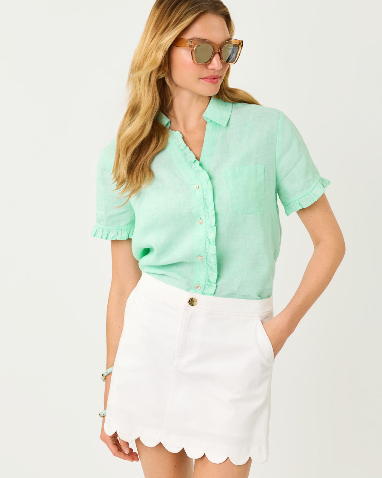 Carden Ruffle Top In Mint Condition X Resort White