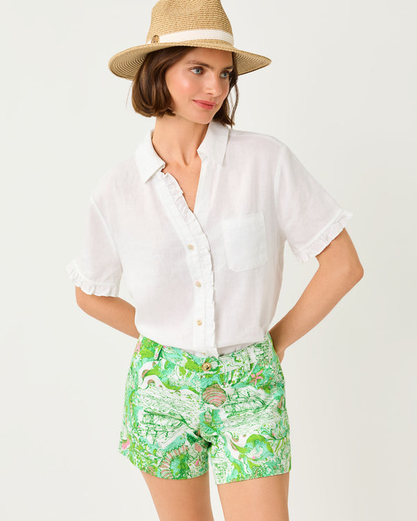 Carden Ruffle Top In Resort White