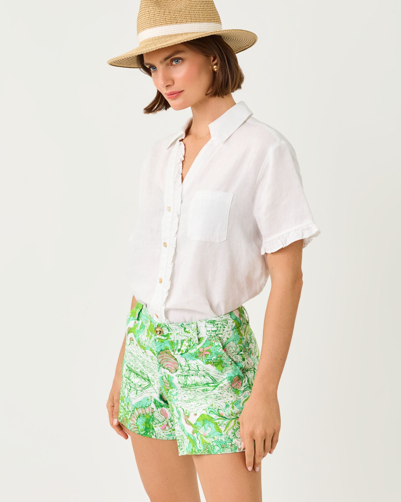 Carden Ruffle Top In Resort White