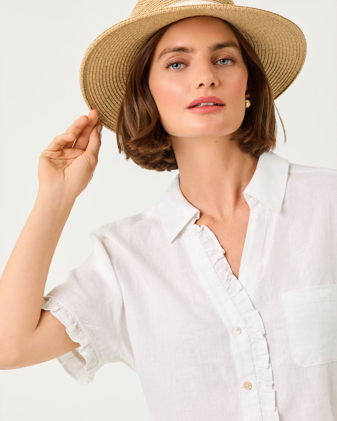 Carden Ruffle Top In Resort White