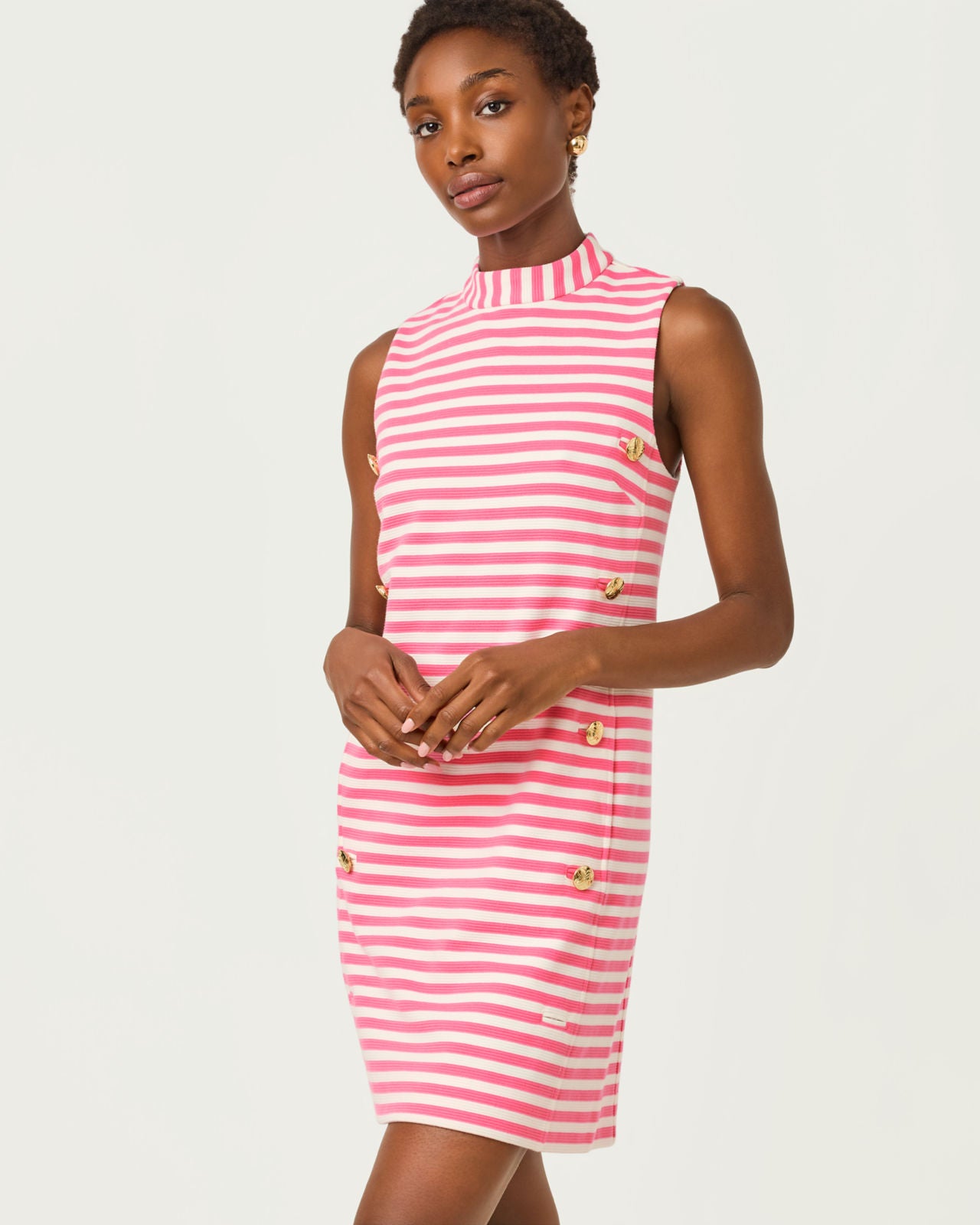 Carmina Shift Dress In Confetti Pink Ottoman Stripe
